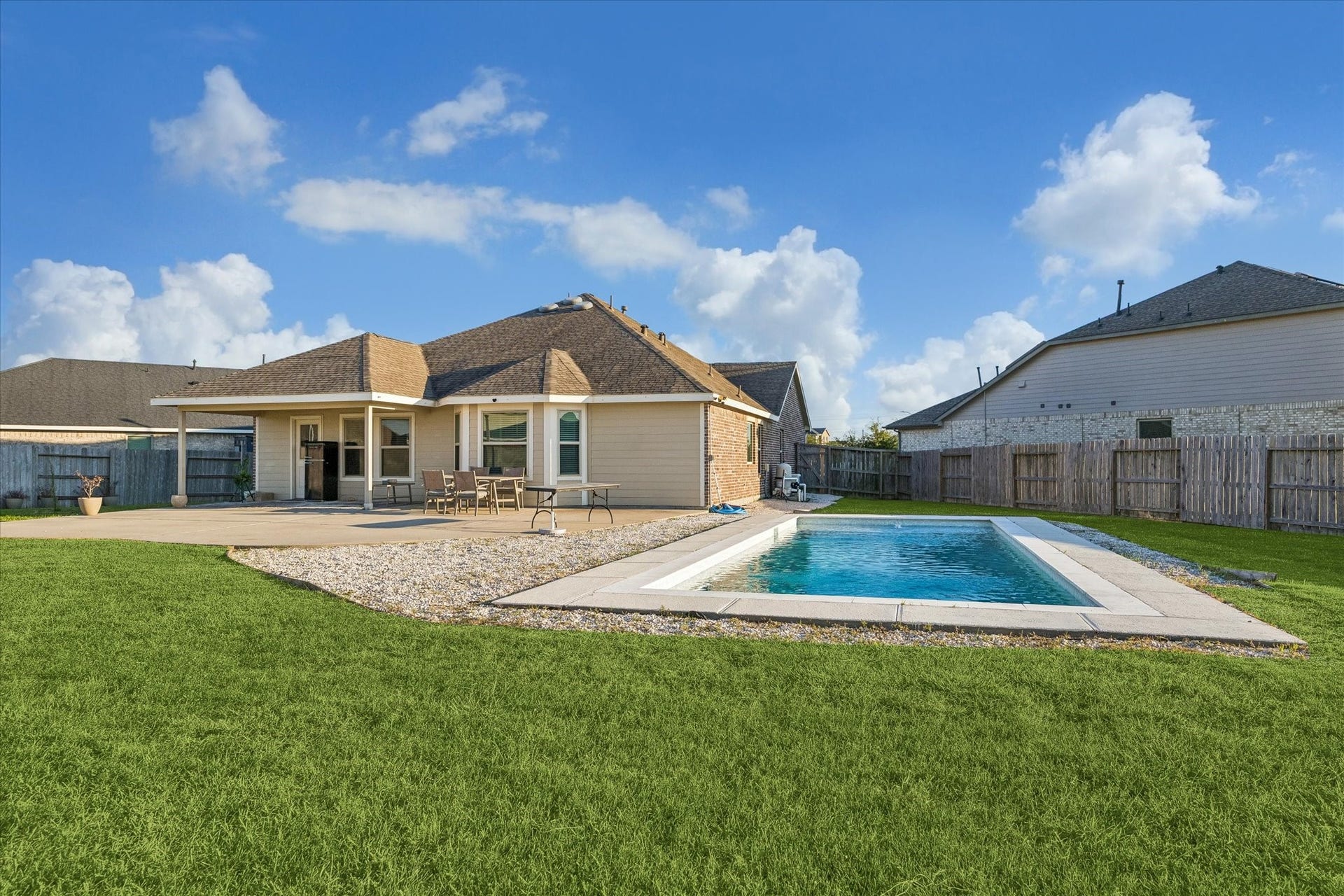 9035 Blue Star Lane, Baytown, TX 77521 pool, patio & private backyard