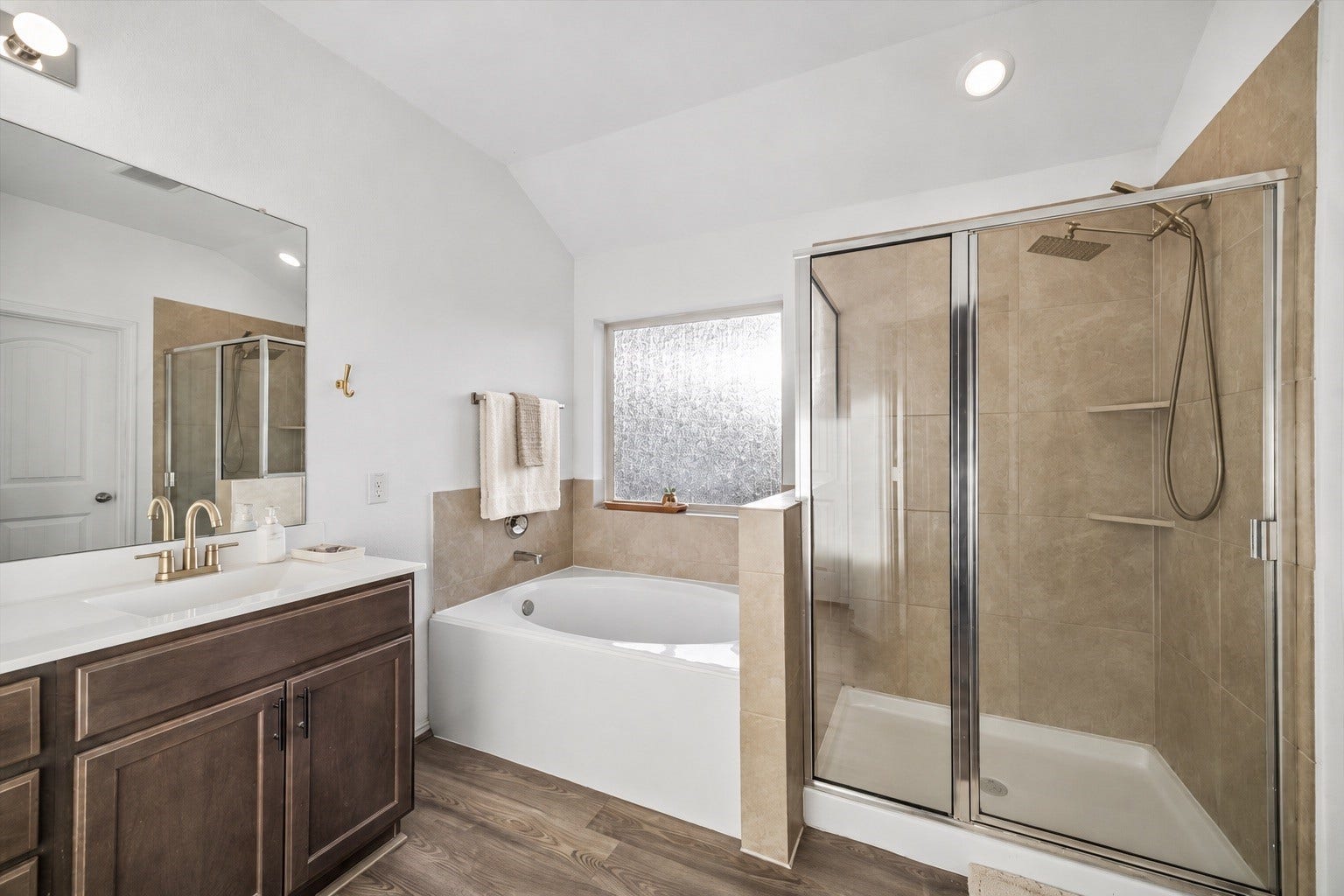 9035 Blue Star Lane, Baytown, TX 77521 Primary bath with walk-in shower & dual vanity