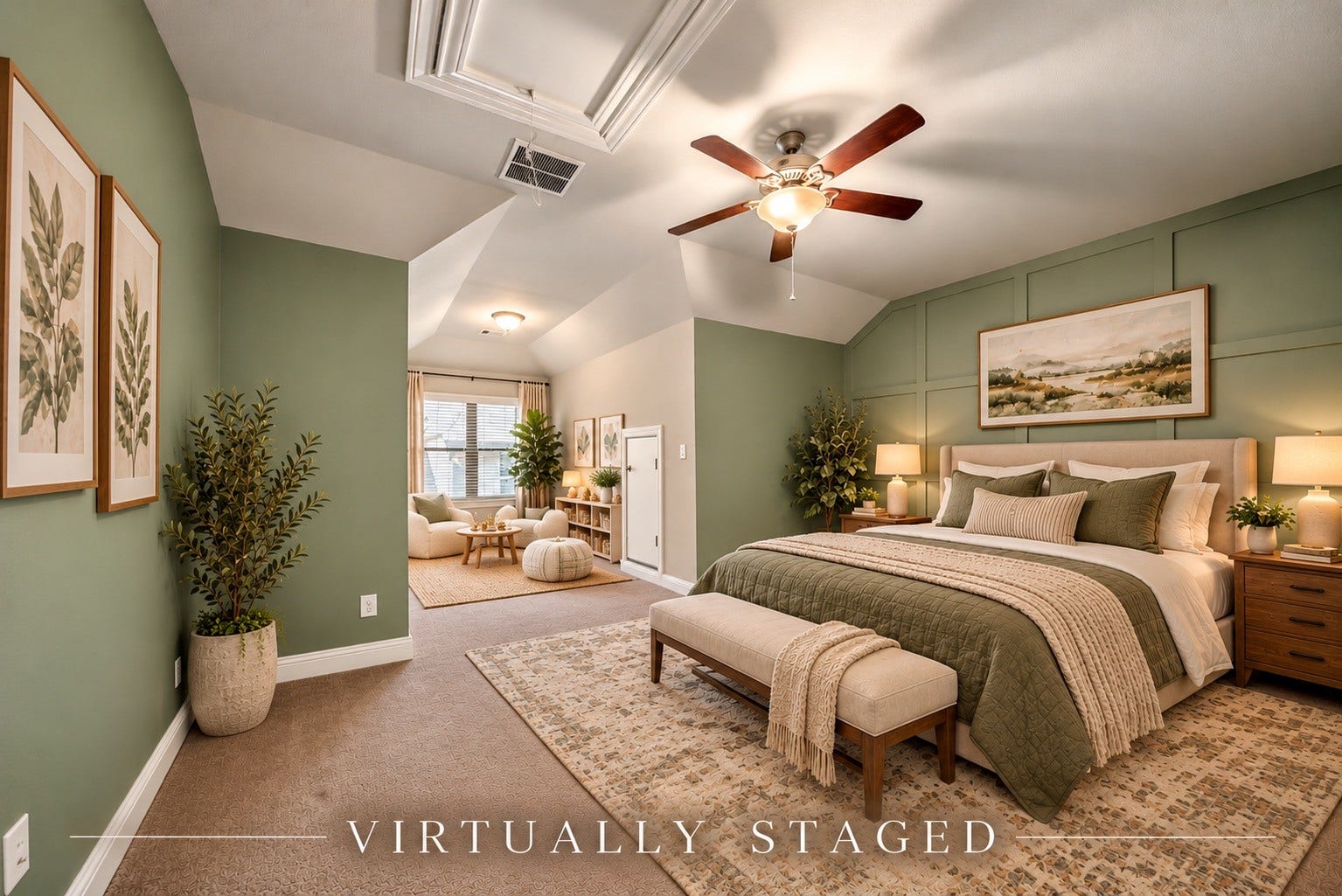 2627 Shady Woods Lane, Houston, TX 77008 Virtually staged bedroom 2 with bonus space for reading nook, office, play space, etc.