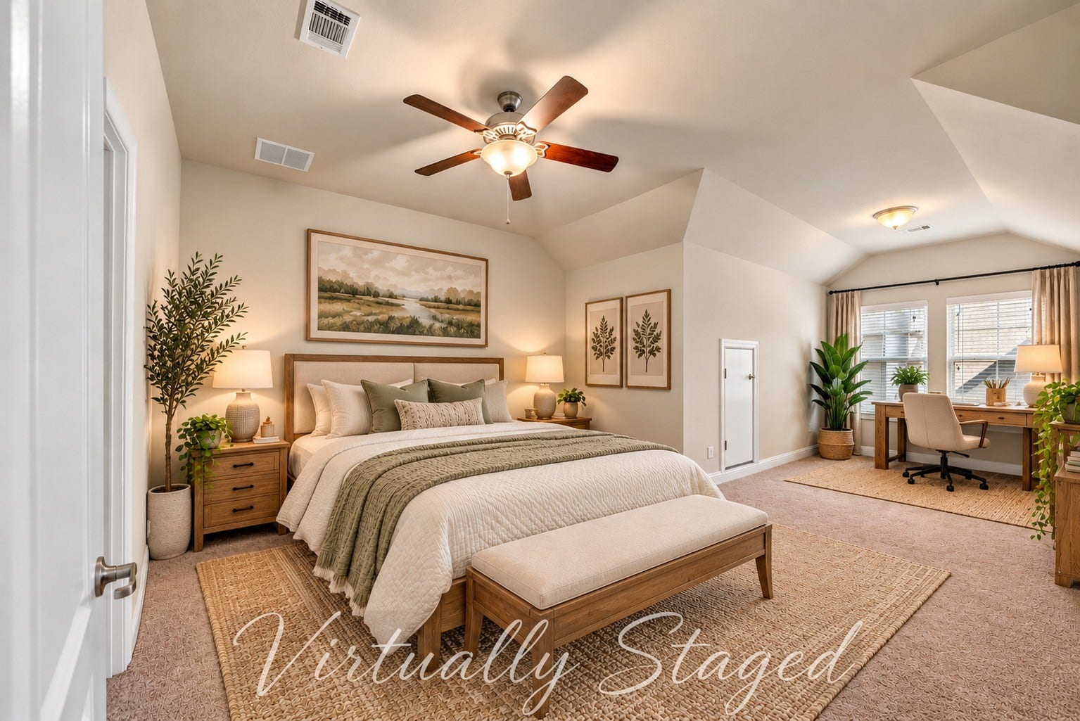2627 Shady Woods Lane, Houston, TX 77008 Virtually staged bedroom 3 with bonus space for office, play space, sitting nook, etc.