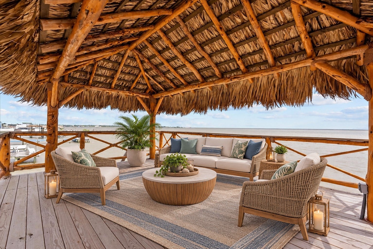 1331 EDWARDS DRIVE, Dickinson, TX 77539 OVERSIZED PALAPA DECK WITH PANORAMIC WATER VIEWS AND PLENTY OF COVERED SPACE FOR RELAXING OR ENTERTAINING. **Virtually Staged.