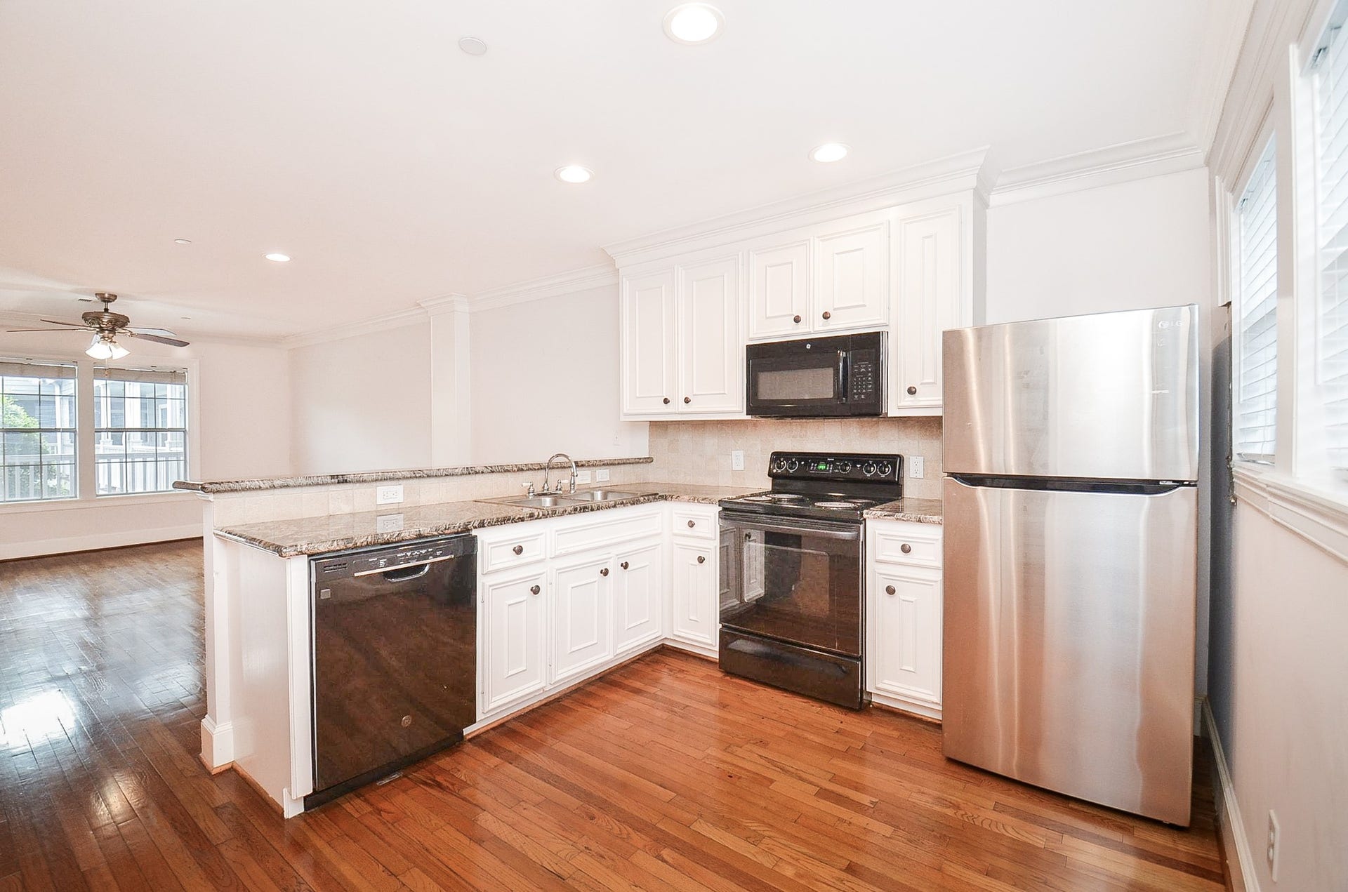 The kitchen is open to the living and dining area.