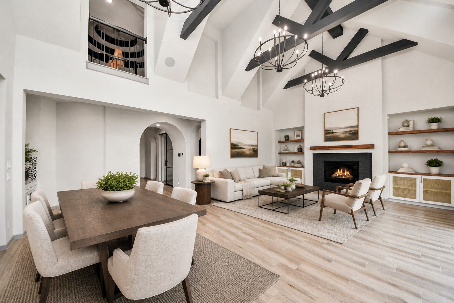 1423 Hackberry Heights Drive, Richmond, TX 77406 The open layout seamlessly connects to a stylish dining area, perfect for entertaining.