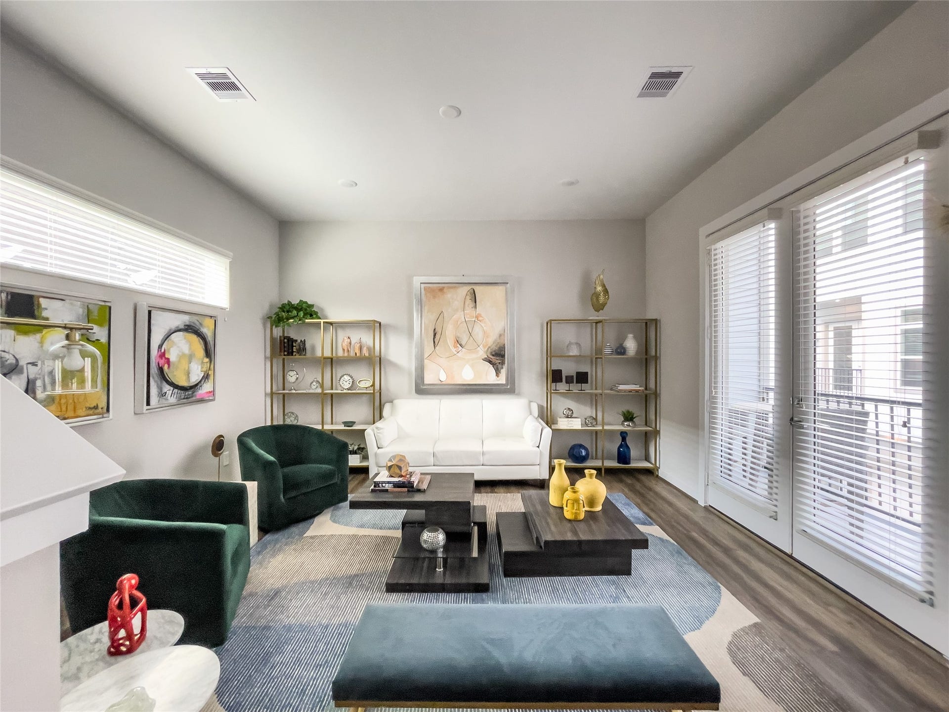 5823 Fairdale Lane, #E, Houston, TX 77057 Living room overlooking exterior balcony.