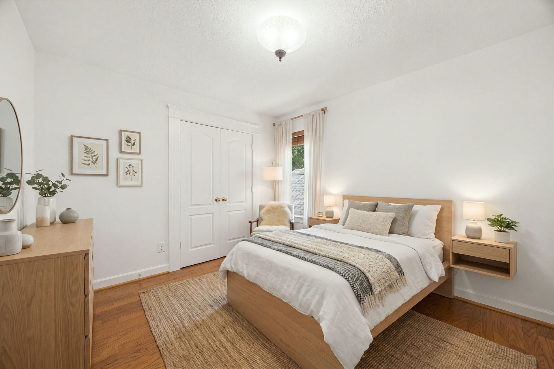 23 Pipers Meadow Street, The Woodlands, TX 77382 Bedroom 2 - Modern architectural details, premium flooring, and subtle lighting create a cozy and inviting retreat for family members or weekend guests. *Virtually Staged