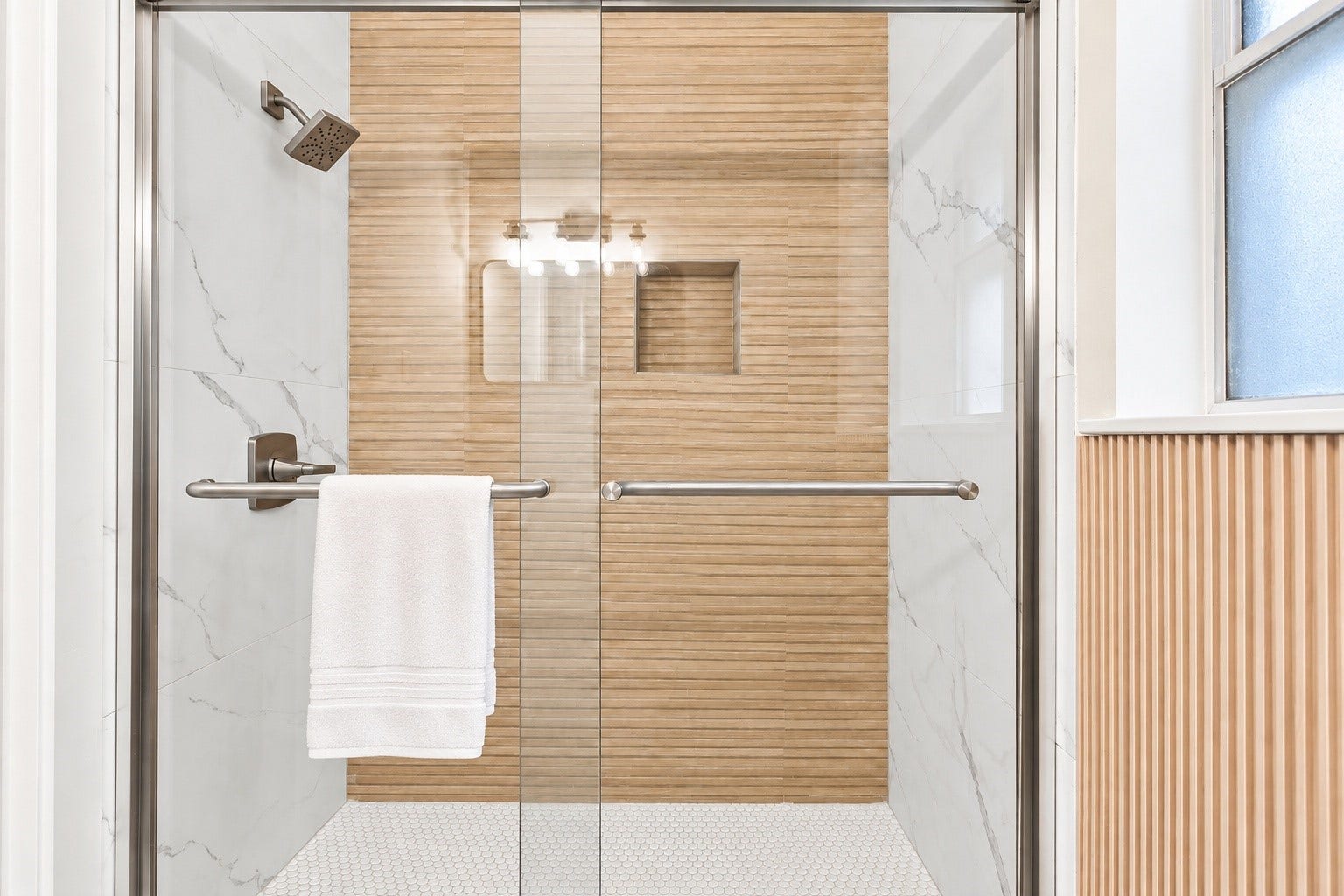 23123 Cranberry Trail, Spring, TX 77373 A photo of the primary walk-in shower that has been retiled!