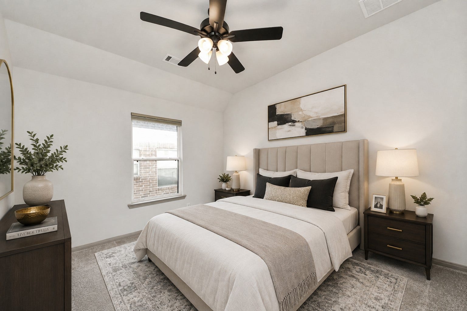 1423 Hackberry Heights Drive, Richmond, TX 77406 Virtually staged. Experience comfort and style in this beautifully appointed bedroom.