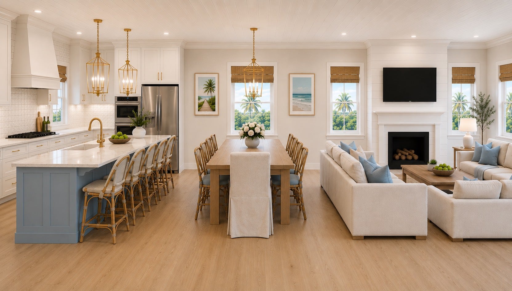 2522 Sunset Passage, Galveston, TX 77550 Rendering of Living Room and Dining Area