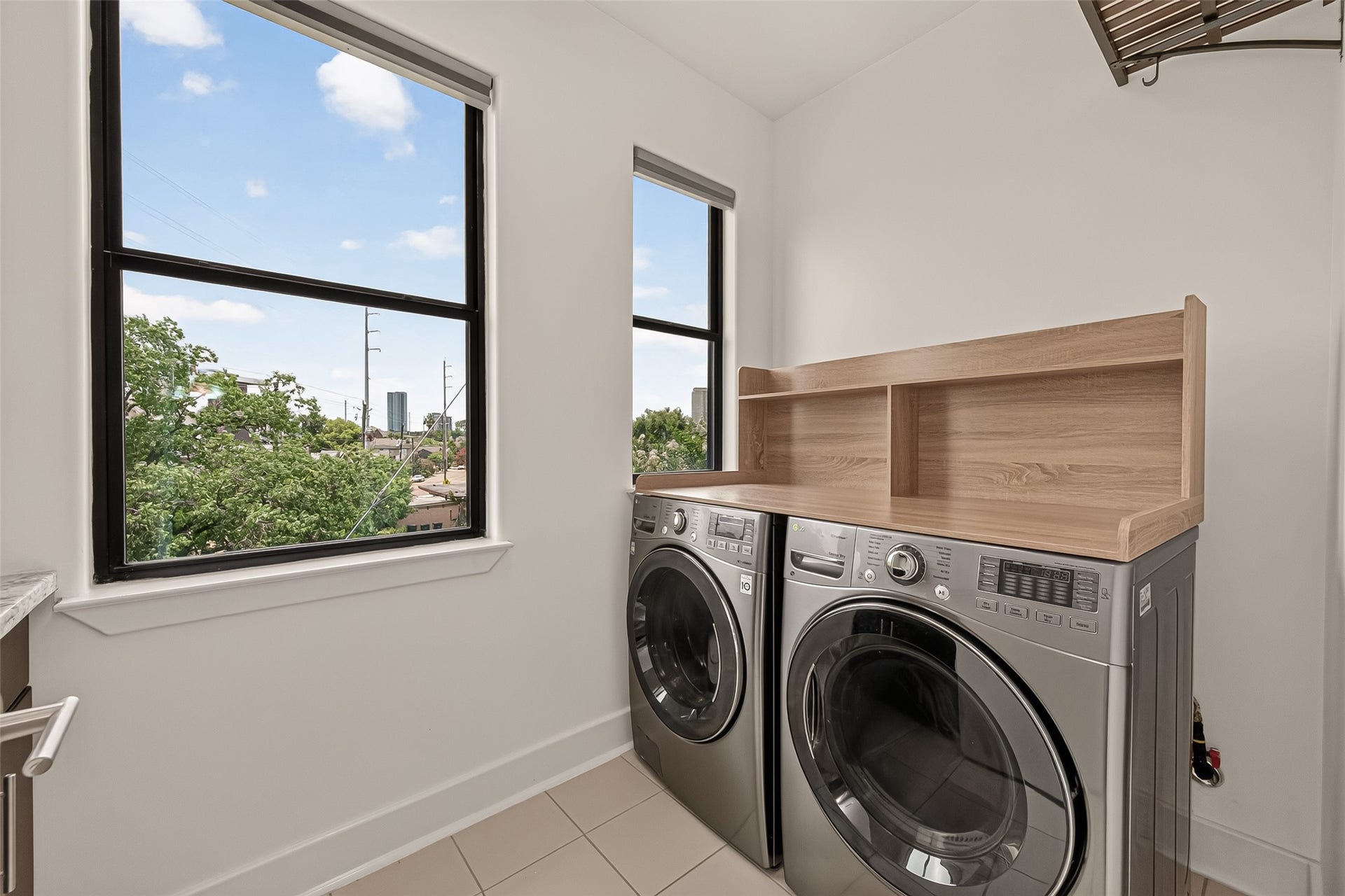 Light and bright laundry room.