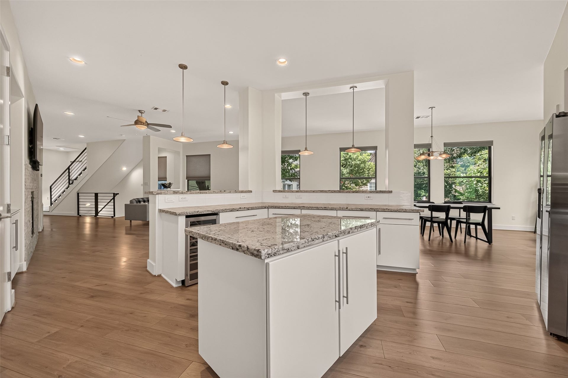 The lviing space is bright and airy.