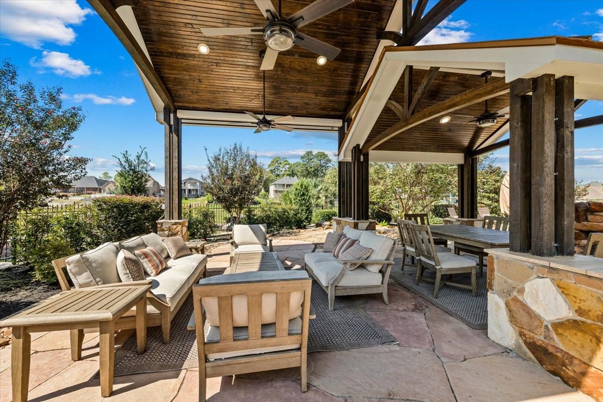 11860 Grand Harbor Boulevard, Montgomery, TX 77356 Covered pavilion, perfectly placed to maximize outdoor living areas.