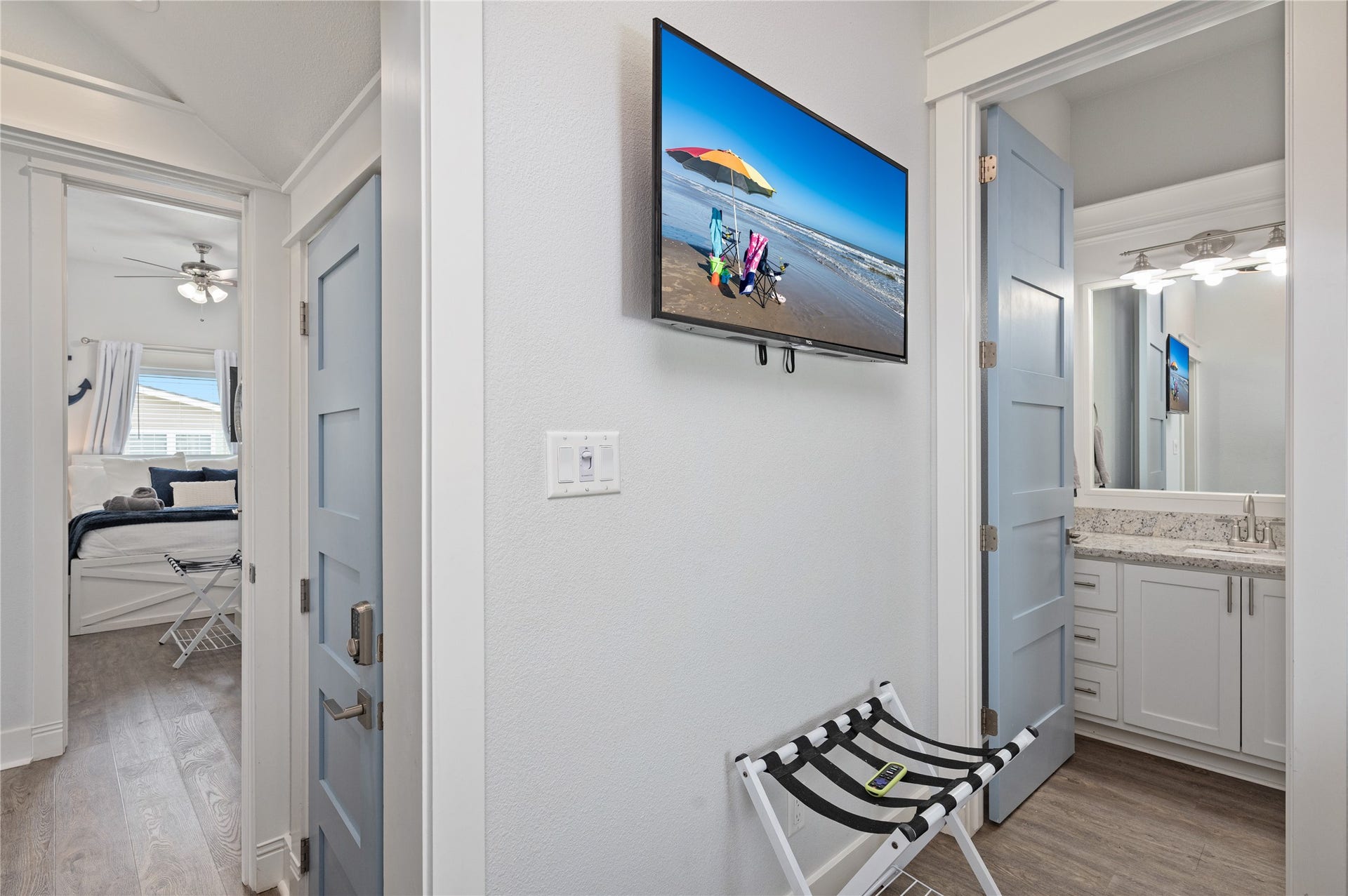 997 S Redfish Street, Crystal Beach, TX 77650 The thoughtful layout keeps your bedroom, private bath, and hallway access conveniently connected.
