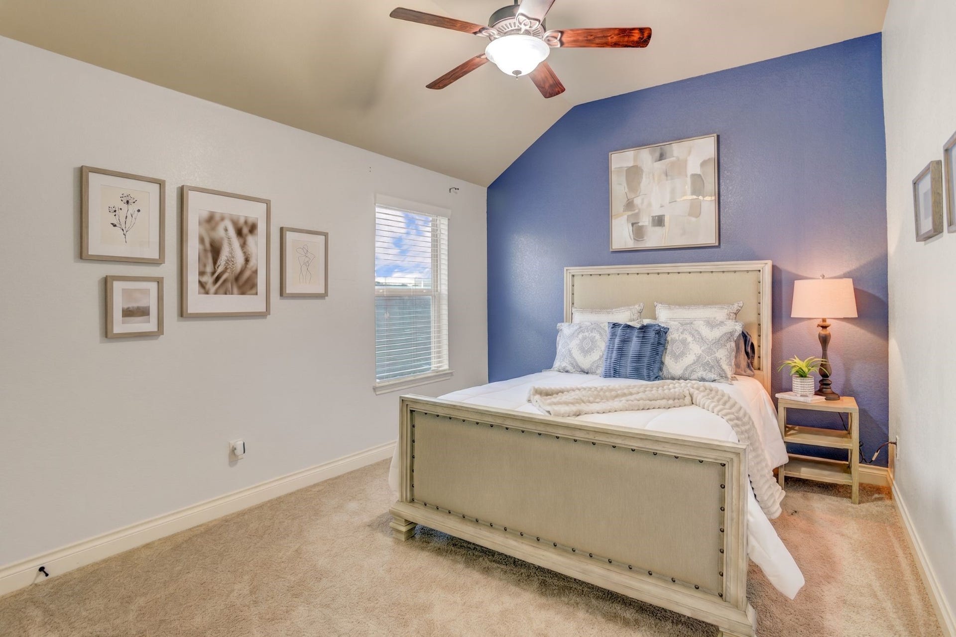 13308 Paxton Hill Court, Pearland, TX 77584 Bright and inviting, this upstairs bedroom features elevated ceilings and a functional layout designed to grow with your family's needs.