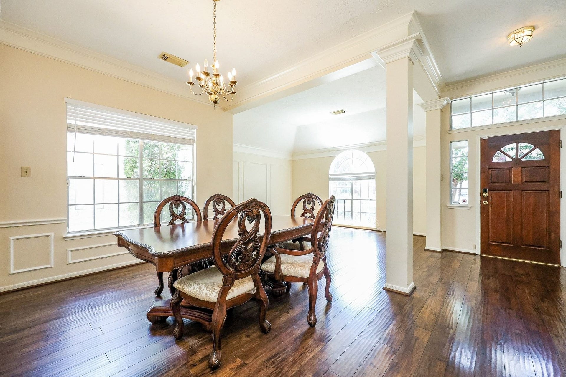 Dining area with elegant dining set