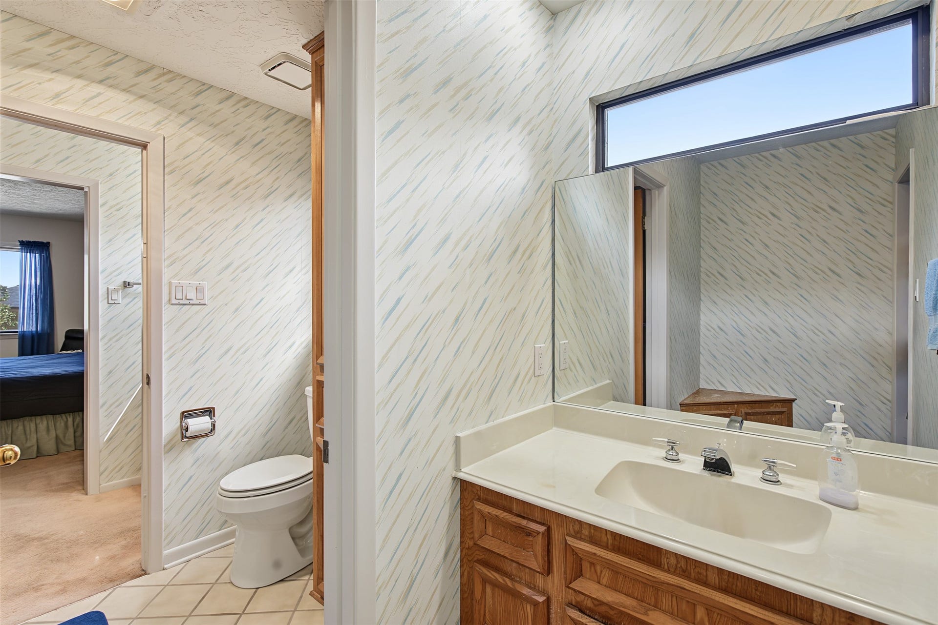 Each secondary bathroom has sink access.