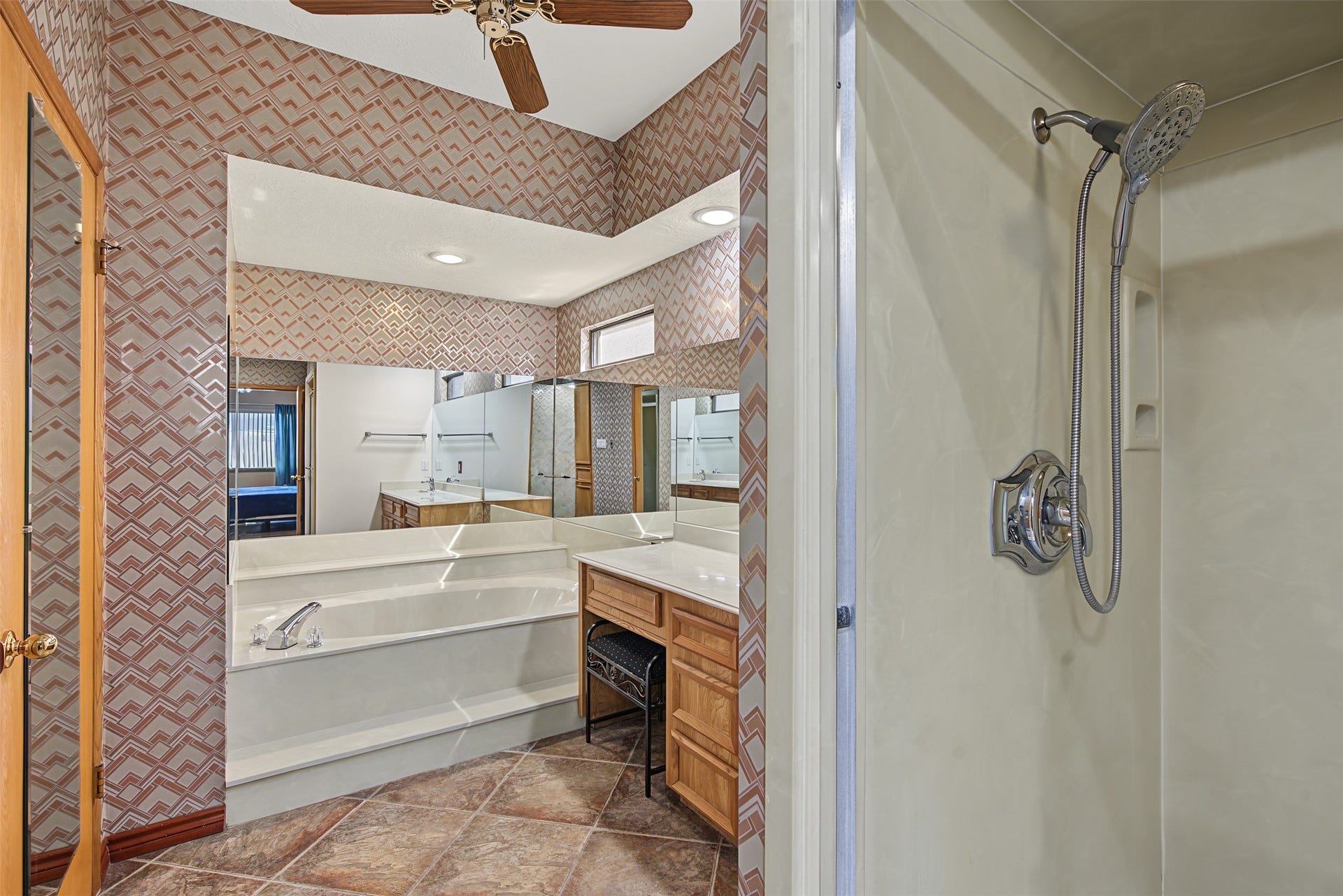 Shower and tub.