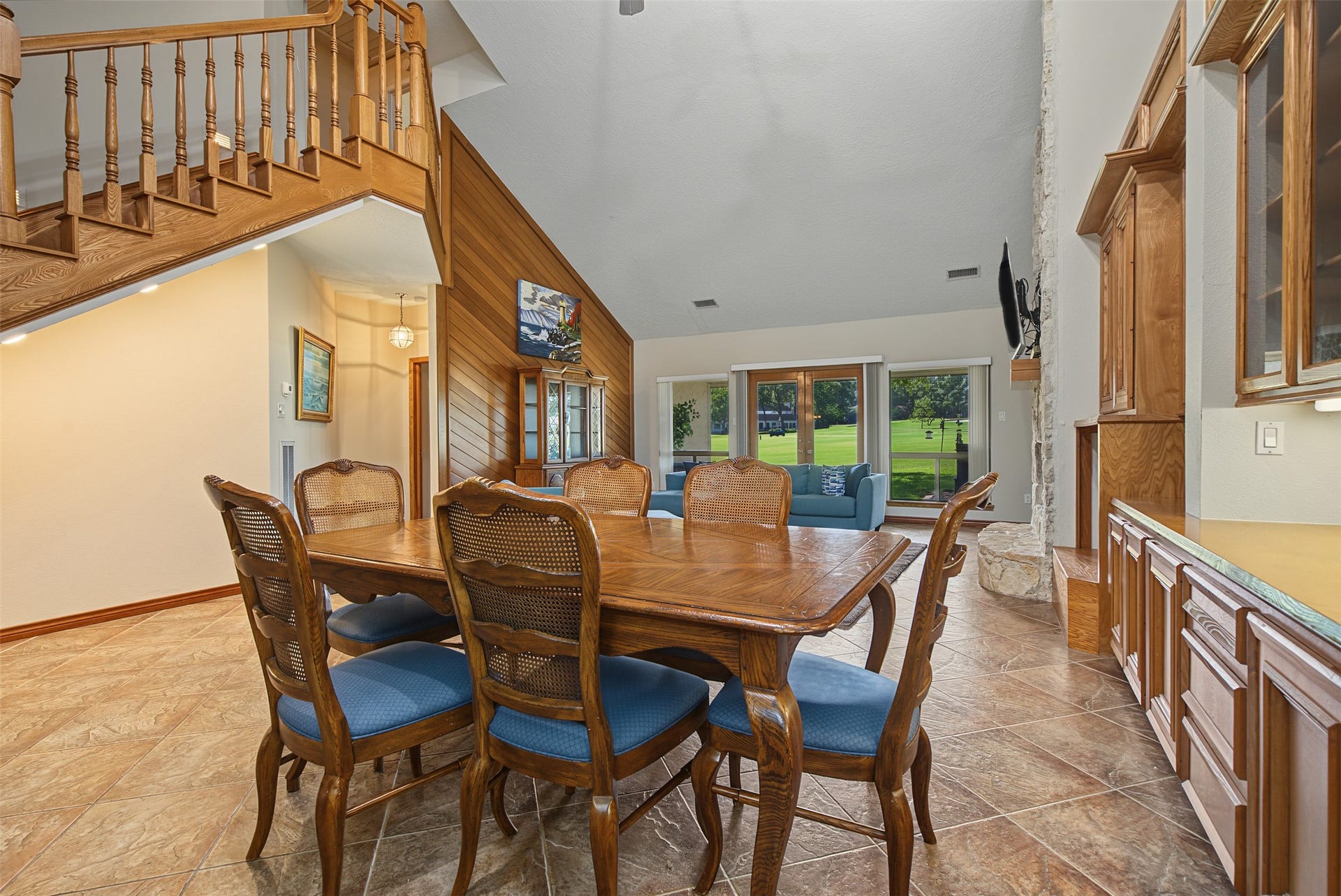 Two story dining and living room.  This room is great for entertaining.