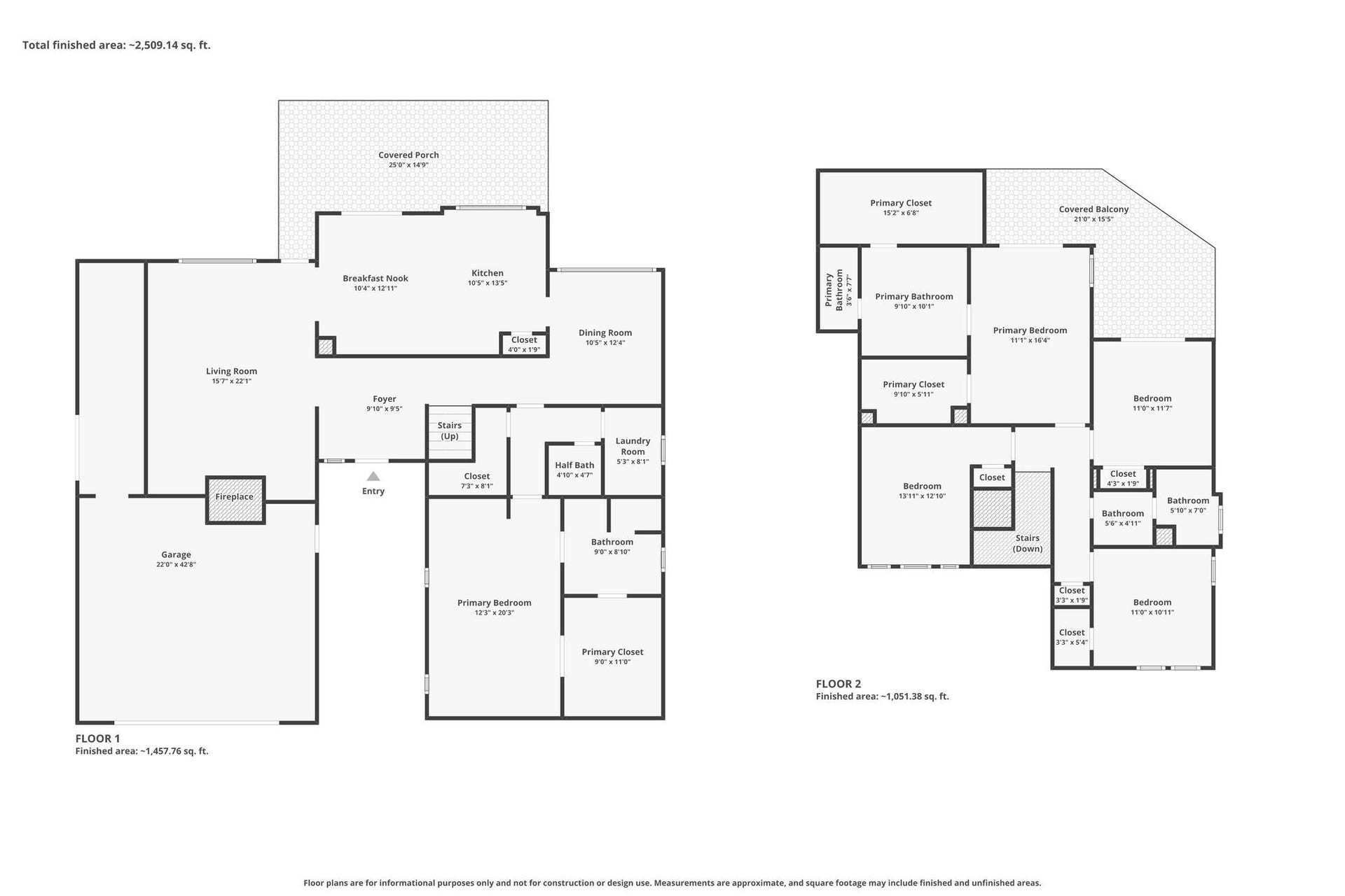 16505 Cornwall Street, Jersey Village, TX 77040 The first floor features a spacious living room with a fireplace, a kitchen with a breakfast nook, a dining room, and a primary bedroom with an en-suite bathroom. There's also a half bath, laundry room, and a large garage. The second floor has additional bedrooms, bathrooms, and a covered balcony.