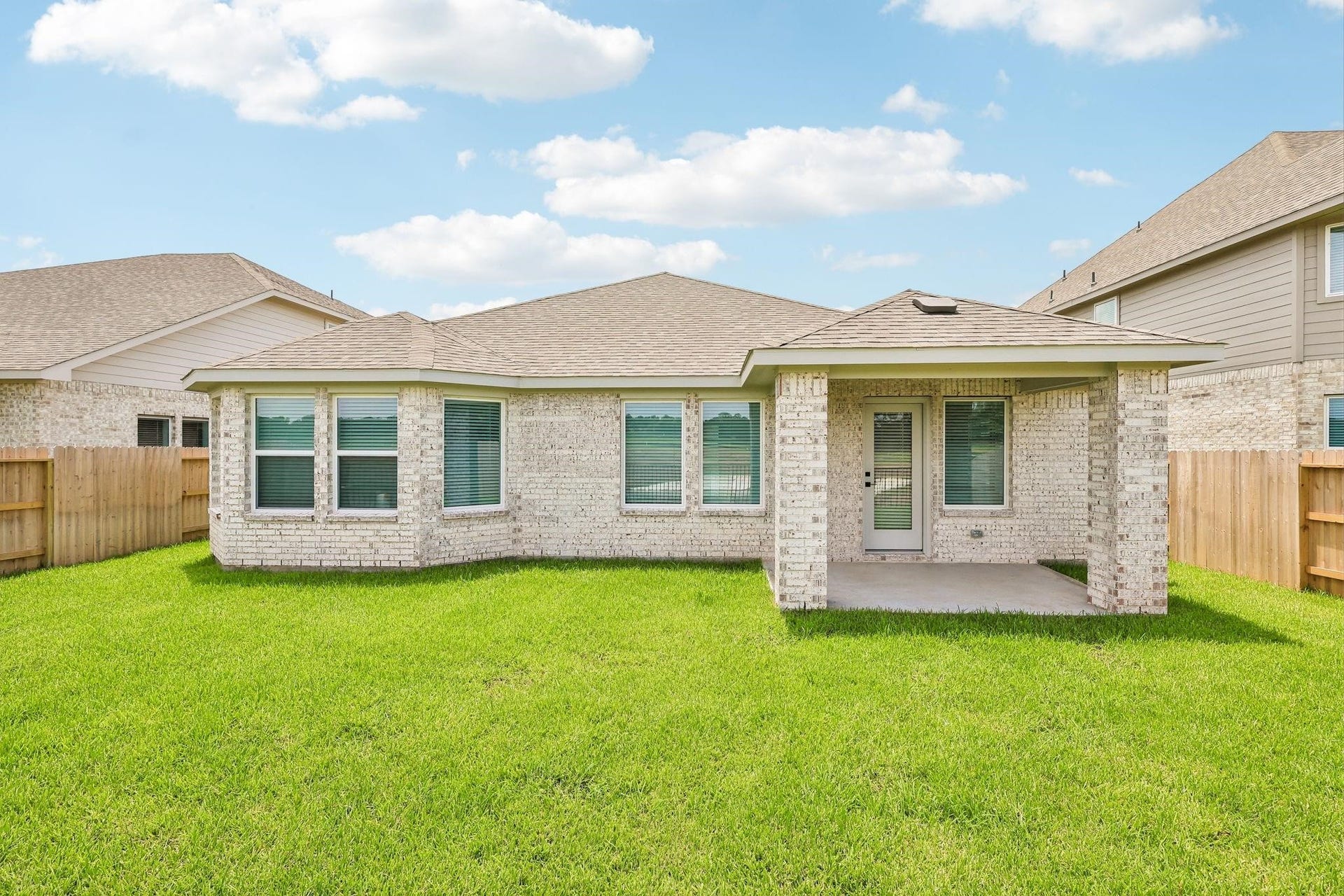 View of the house from backyard, Waterview lot with no backyard neighbor