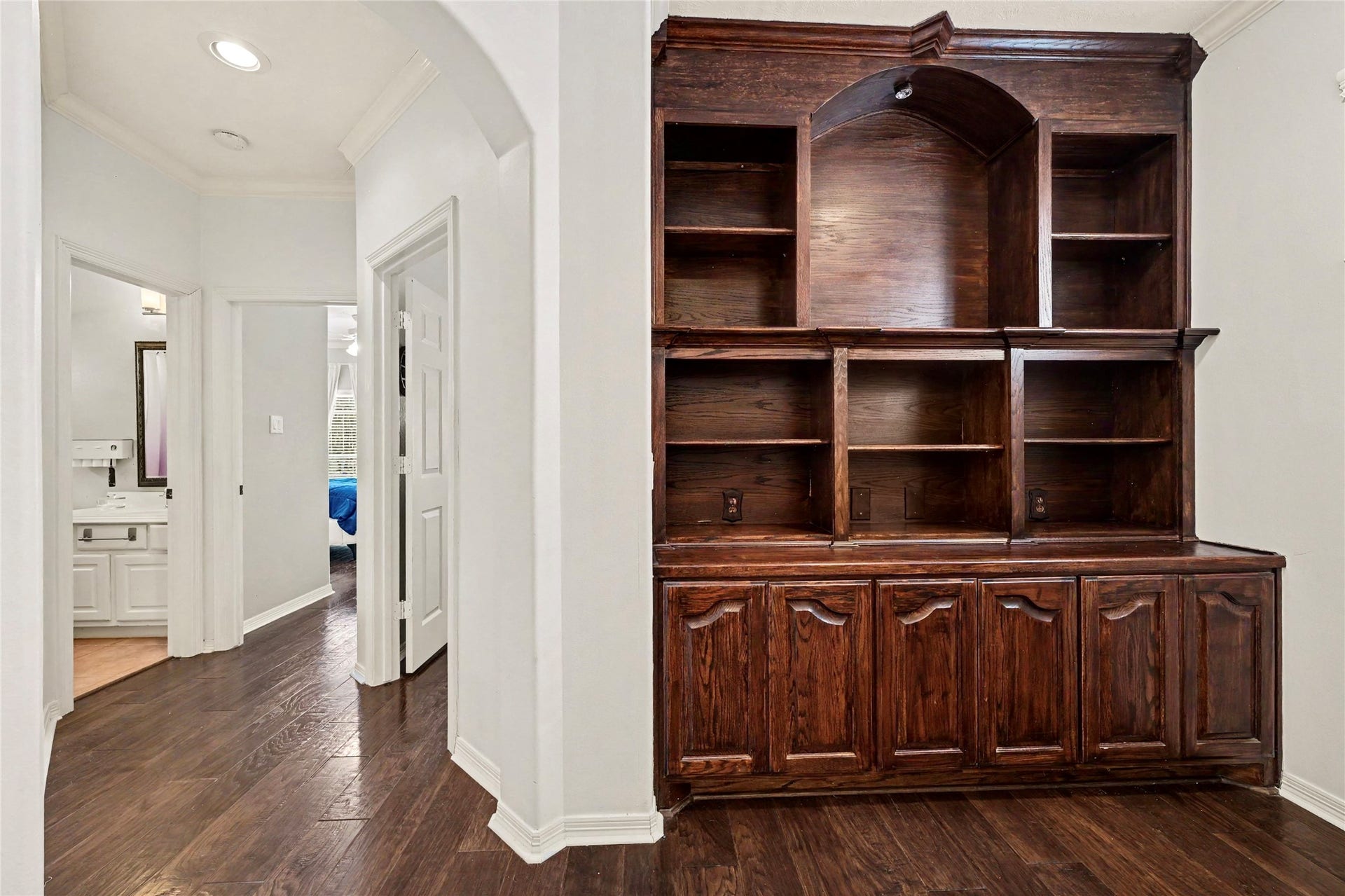 Second floor Built-in cabinetry adds both storage and architectural interest.