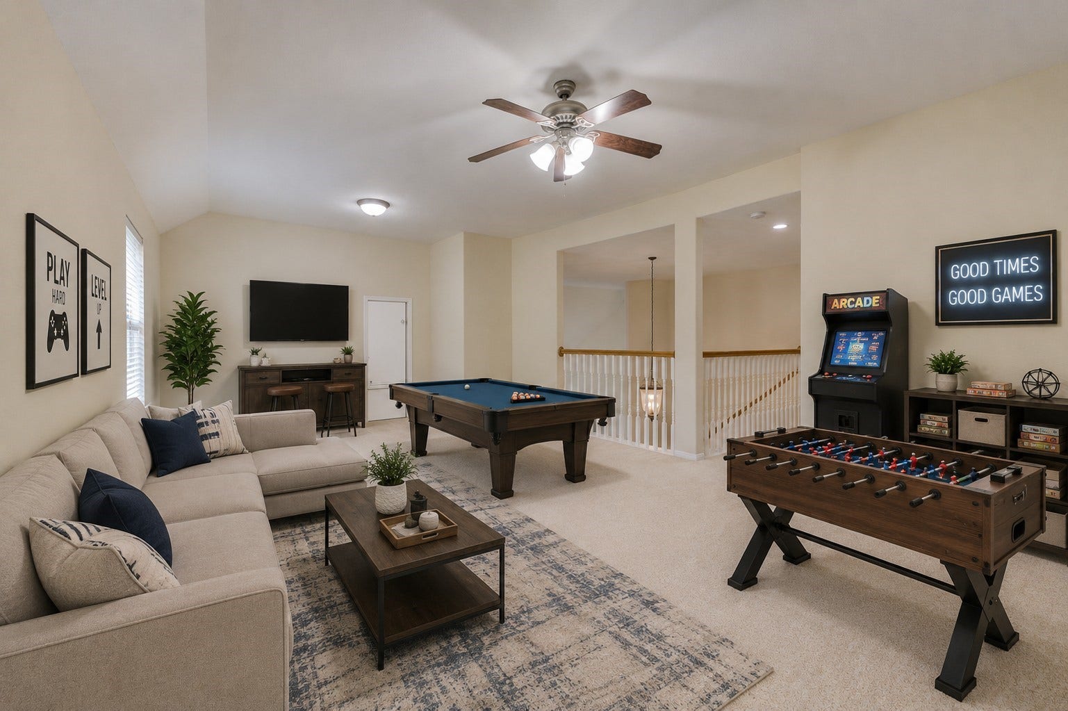 7811 Ravens Point Drive, Richmond, TX 77406 Virtually staged game room