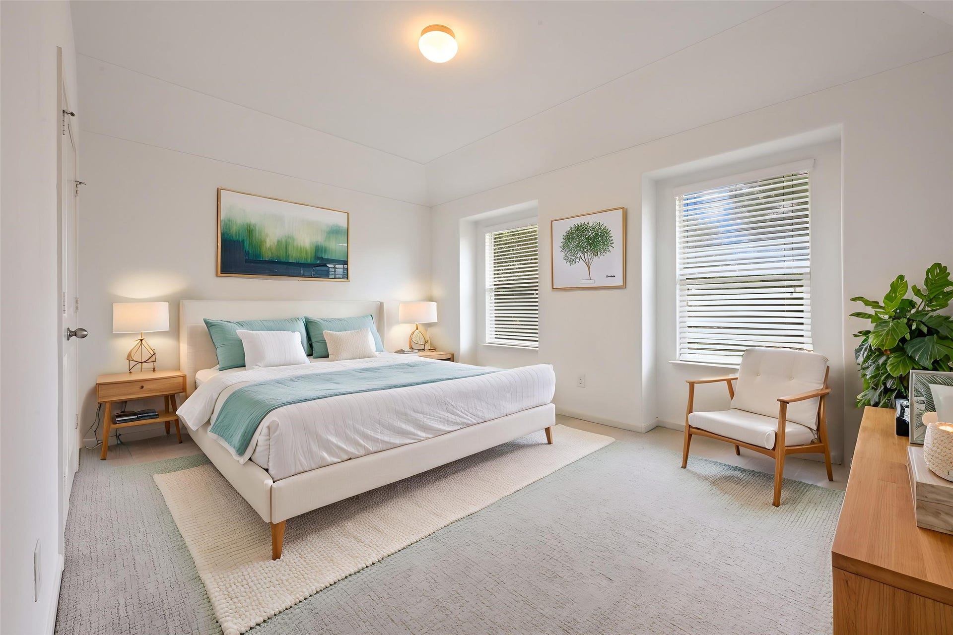 Large upstairs bedroom with generous natural light and closet space.