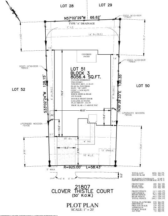 21807 Clover Thistle Court, Richmond, TX 77407 21807 Clover Thistle Court Preliminary Plot Plan