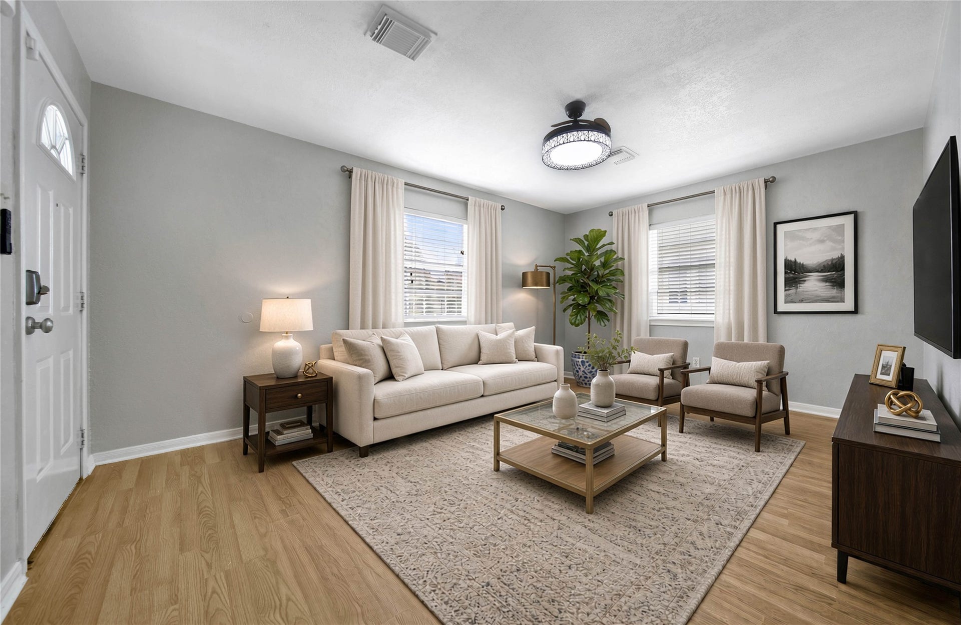 307 Lawrence Street, Tomball, TX 77375 Living Room Virtually Staged