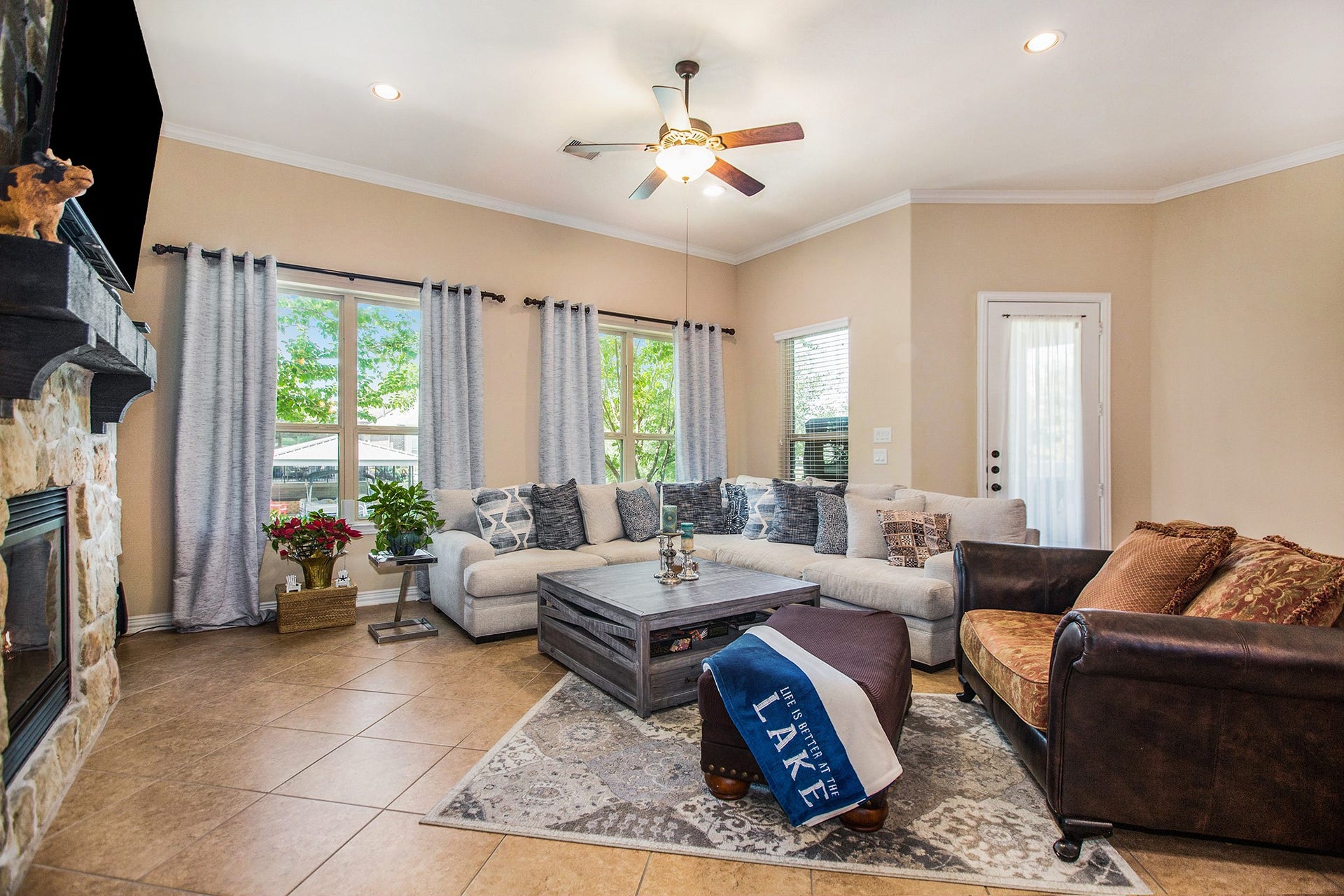 17931 Pecan Bayou Lane, Cypress, TX 77433 The family room has direct views of the lake.