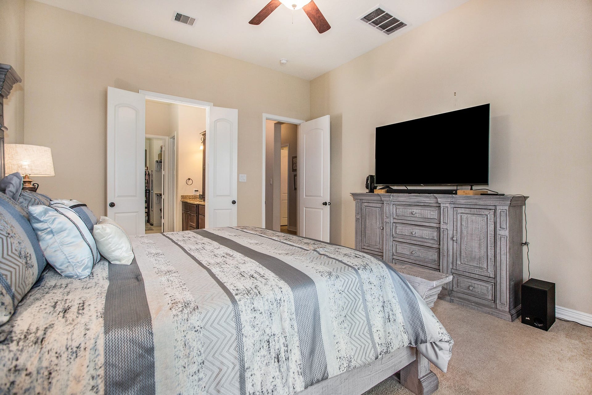 17931 Pecan Bayou Lane, Cypress, TX 77433 High ceiling, ceiling fan and en-suite bathroom in the master.