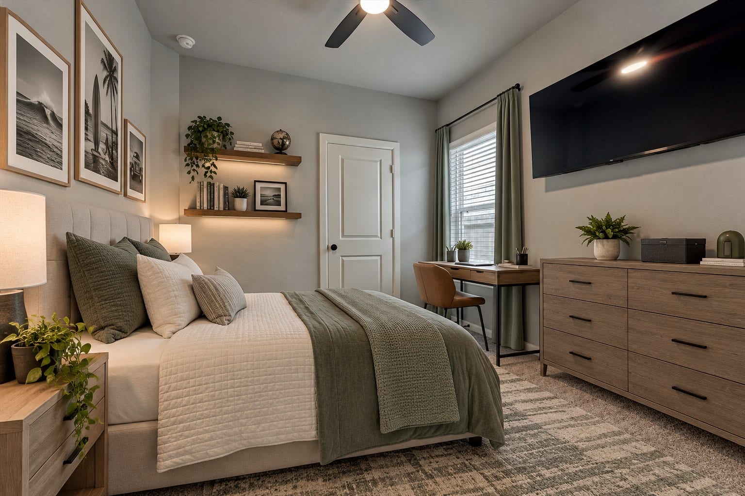 *This photo is virtually staged* Secondary bedroom offers plenty of room for larger furniture or optional home office set up.
