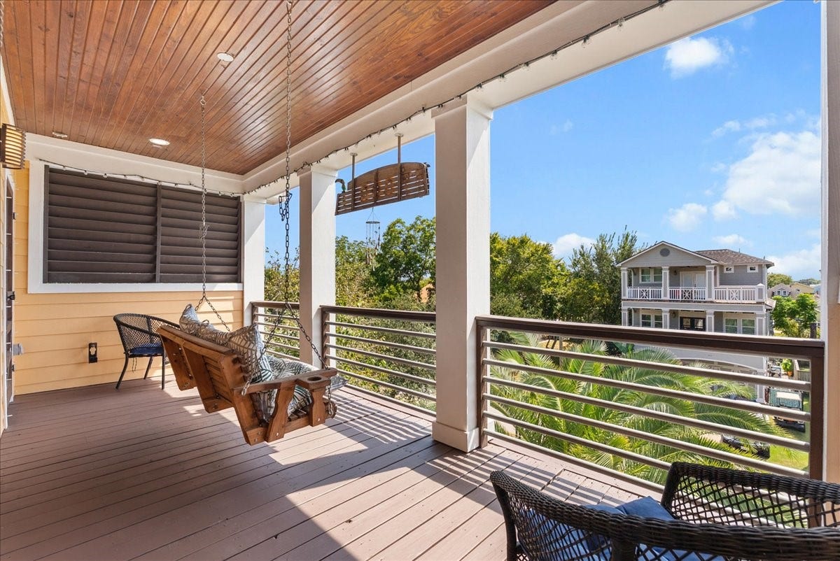 808 Elm Road, Clear Lake Shores, TX 77565 Top-floor covered balcony offers a peaceful retreat to relax and enjoy the coastal breeze.