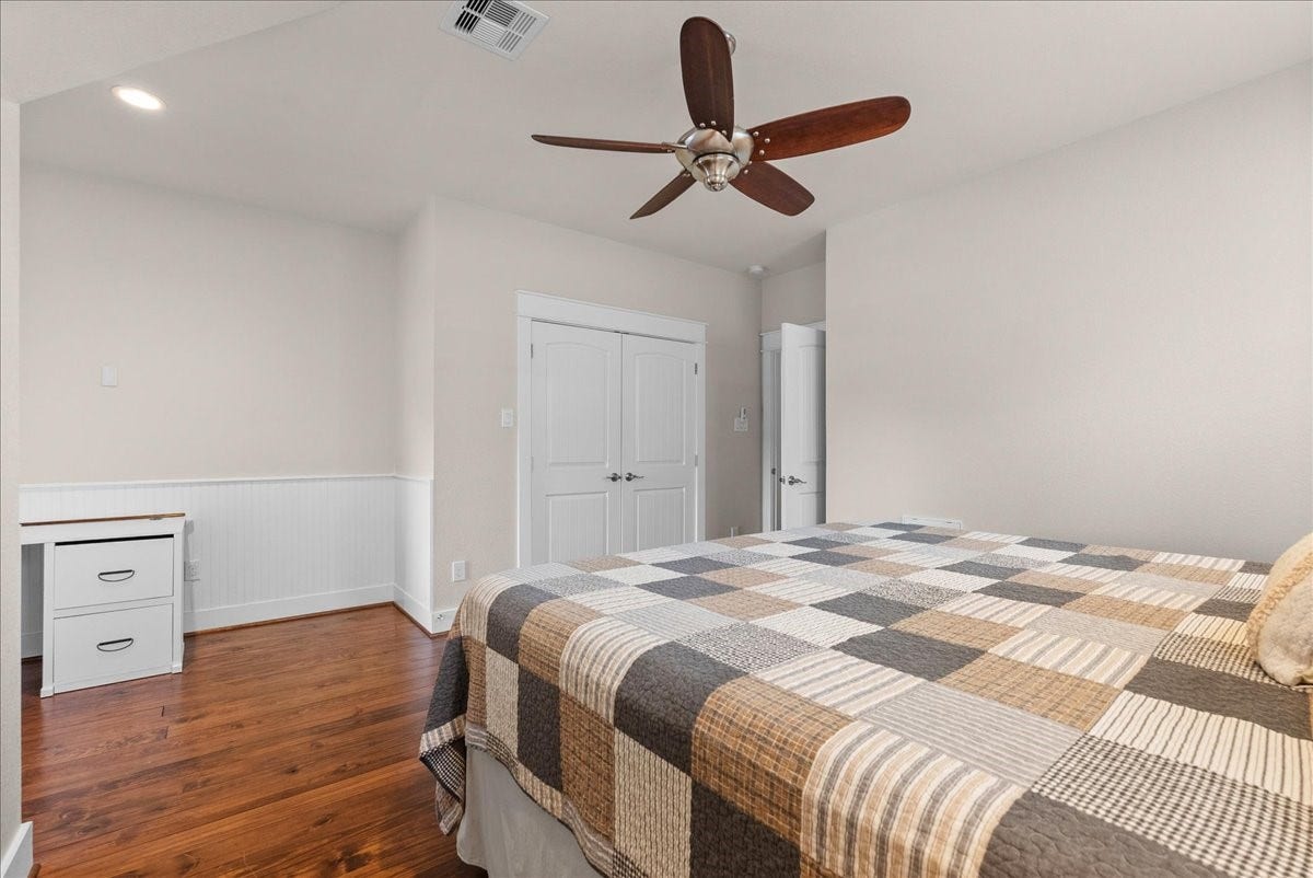 808 Elm Road, Clear Lake Shores, TX 77565 Secondary bedroom features ample closet space and easy access to the shared hall bath.