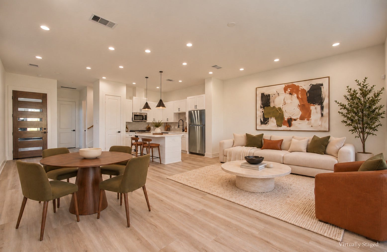 4425 Providence Street, Houston, TX 77020 The open downstairs layout gives you room to serve dinner, settle into the living room and keep the conversation going without everyone crowding into the kitchen. Virtually staged.
