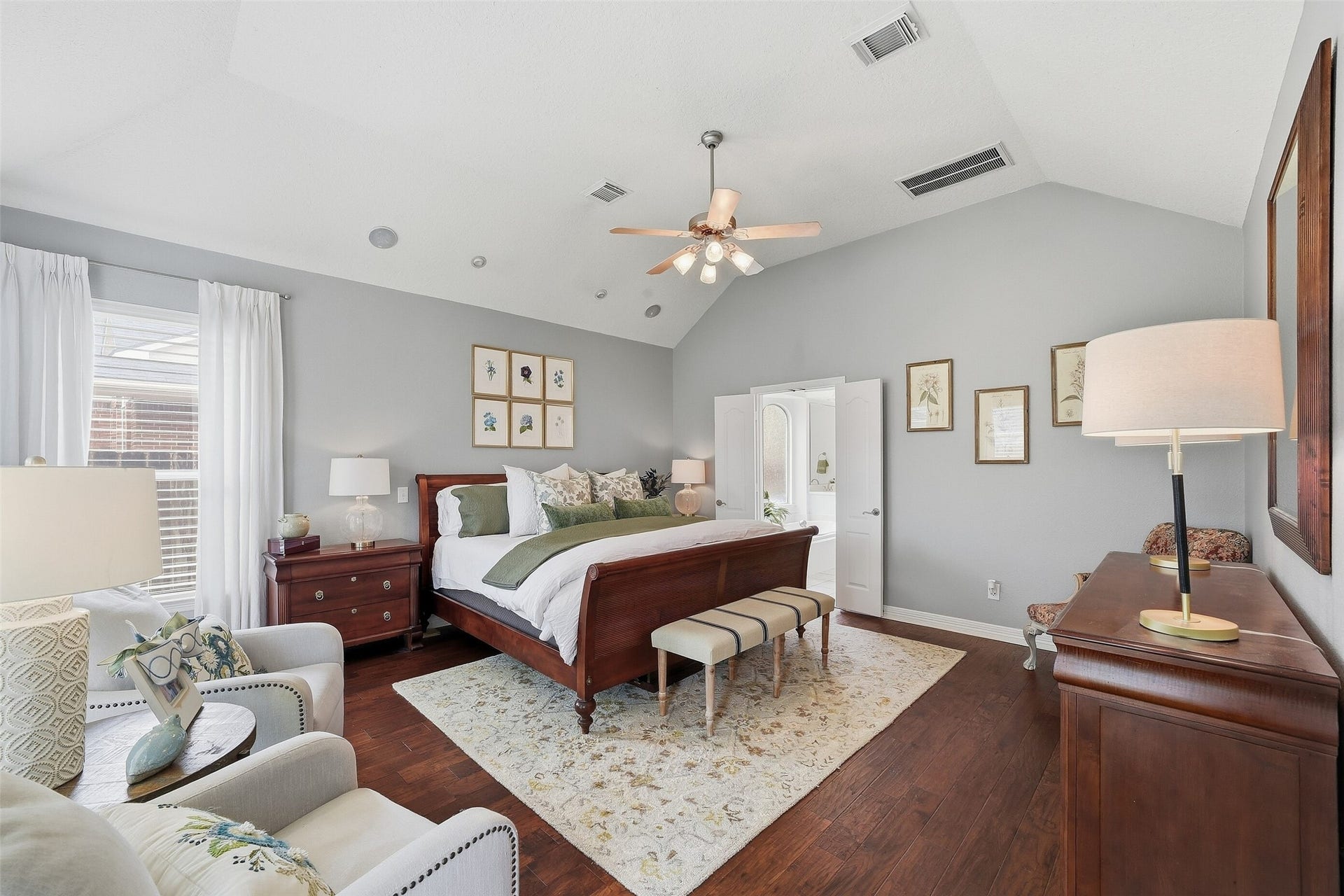 22514 Sierra Lake Court, Katy, TX 77494 Wow!!!! JUST WOW!!! Welcome to your Massive Private Primary Retreat with En Suite Primary Bath, Vaulted Ceiling with Walls of Windows and Full seating area! Truly a Retreat indeed!