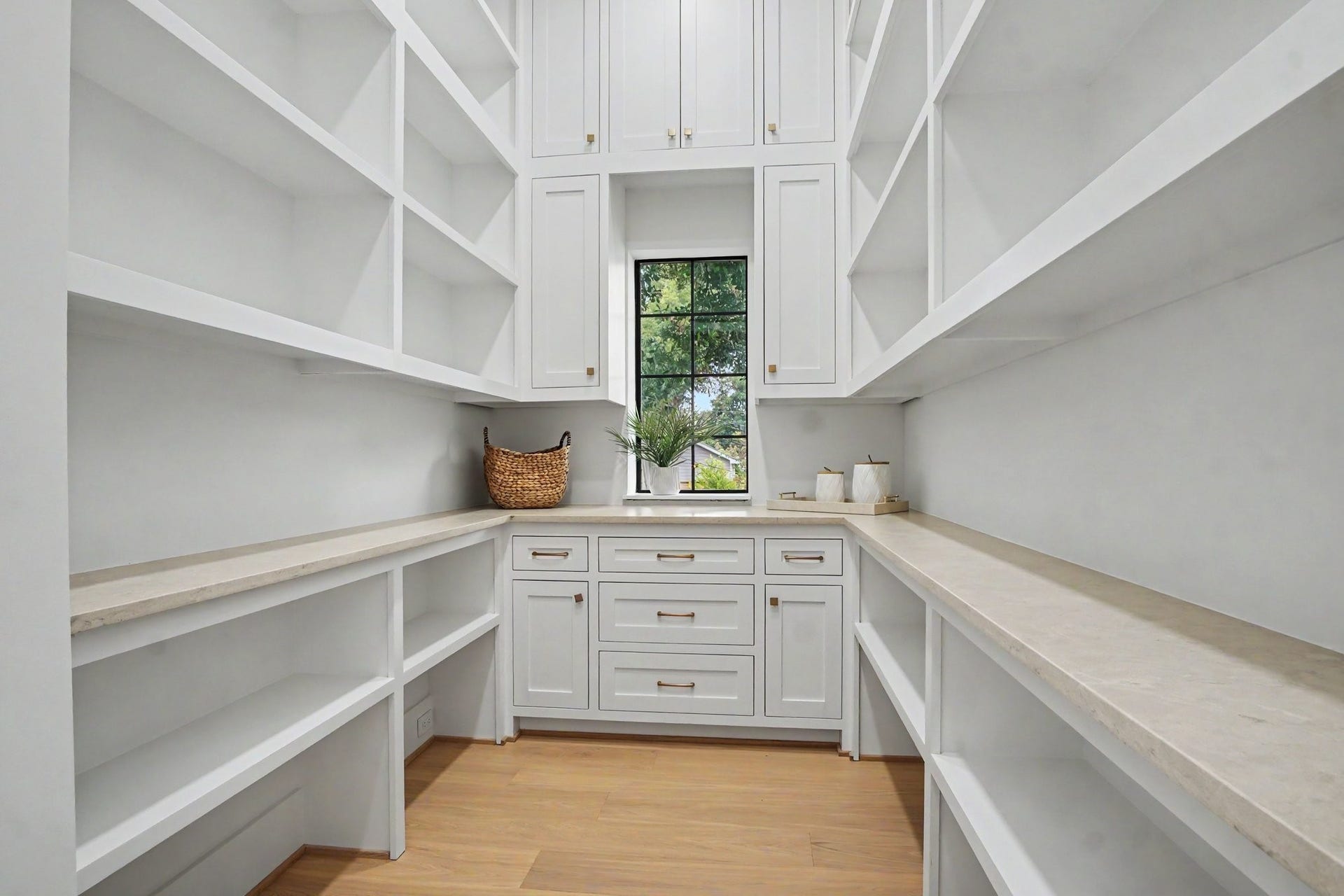 705 Walton Street, Houston, TX 77009 Oversized Butler's pantry with countless shelves and convenient drawers for snacks.