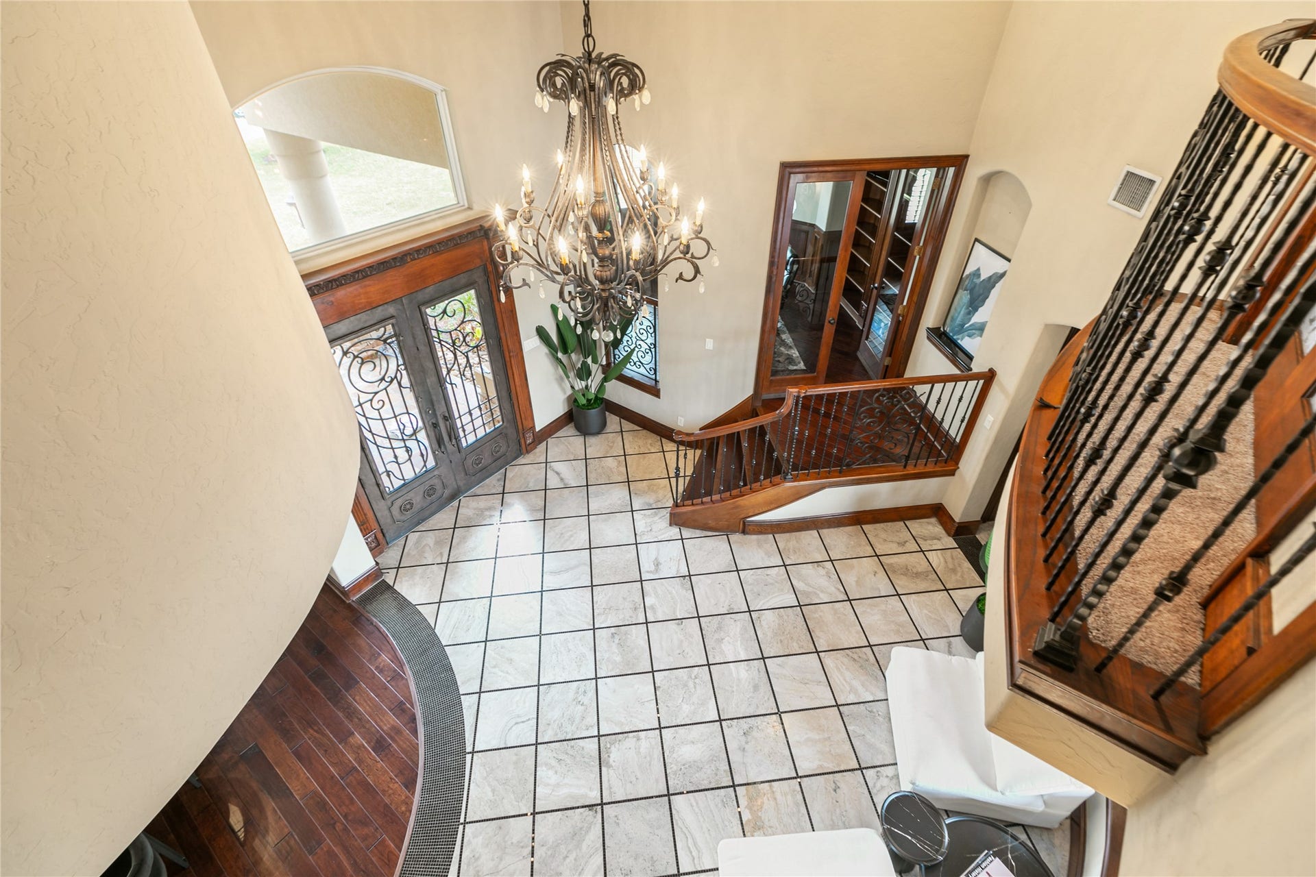 Aerial view of stunning front entrance.