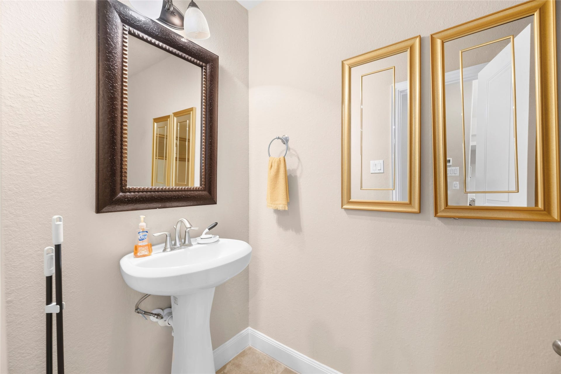 Half bath conveniently located on the 3rd floor with the media room and game room.