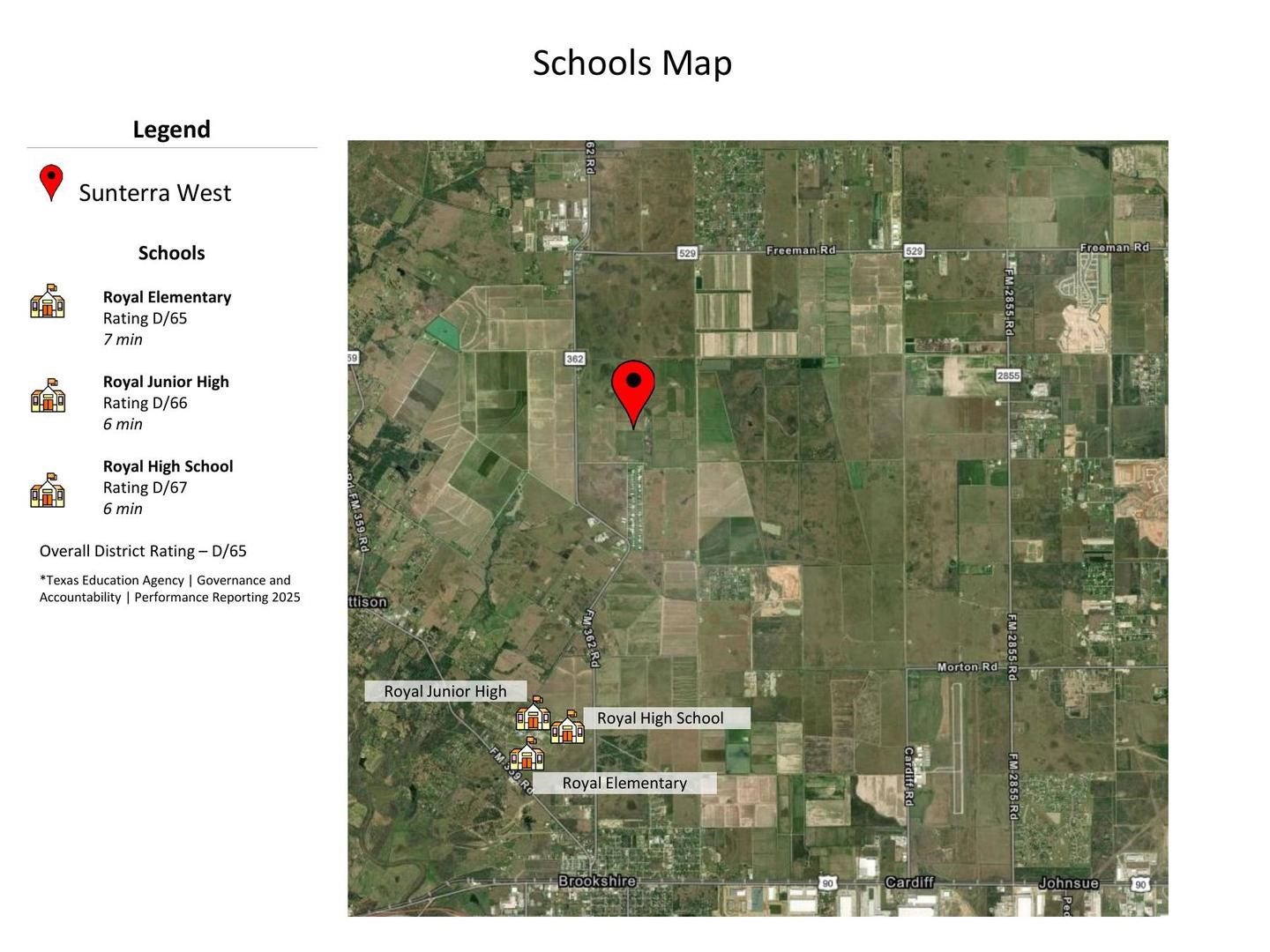 4005 Swallow Glen Drive, Brookshire, TX 77423 Sunterra Schools Map