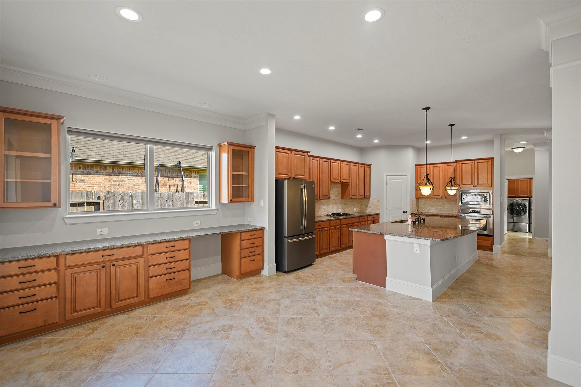 The cabinets flow into the dining area.  Imagine your next holiday dinner here!