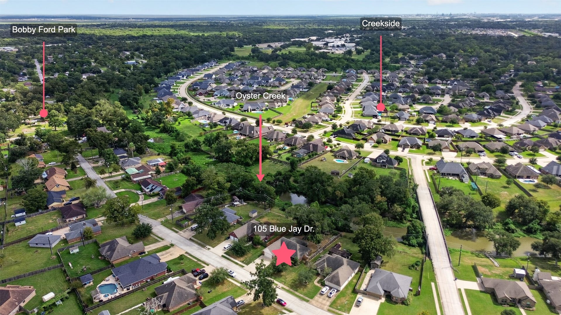 105 Blue Jay Drive, Richwood, TX 77566 Aerial View