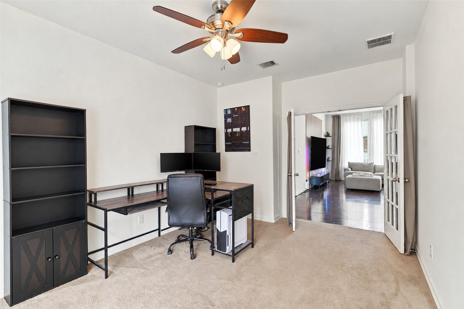 326 Lake Rim Drive, Rosenberg, TX 77469 Alternate view of the office, with French doors connecting to the main living area.