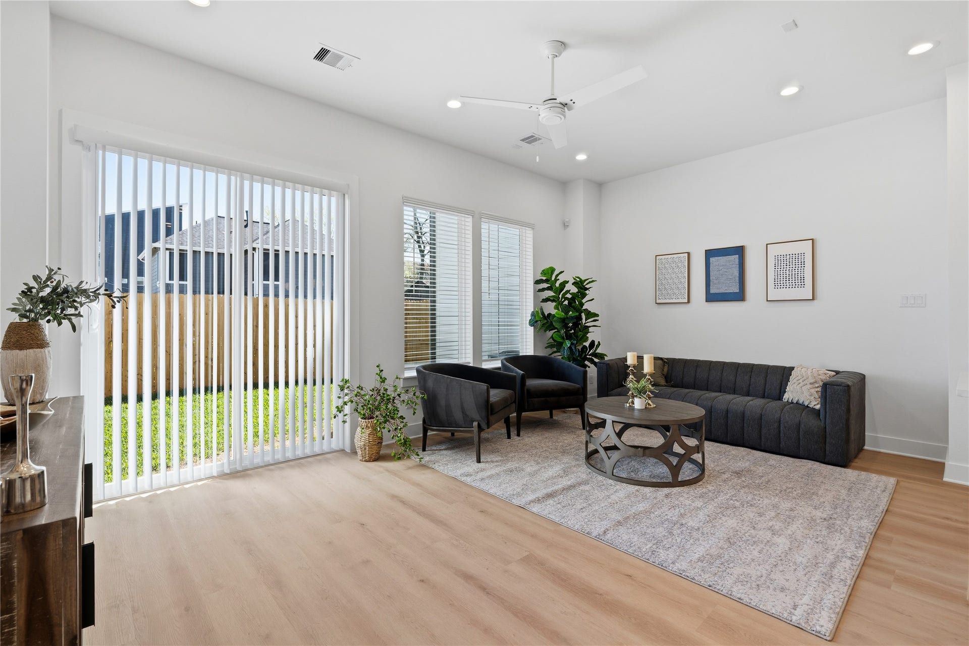 Single-family dining area filled with natural light and direct access to the backyard through sliding glass doors.