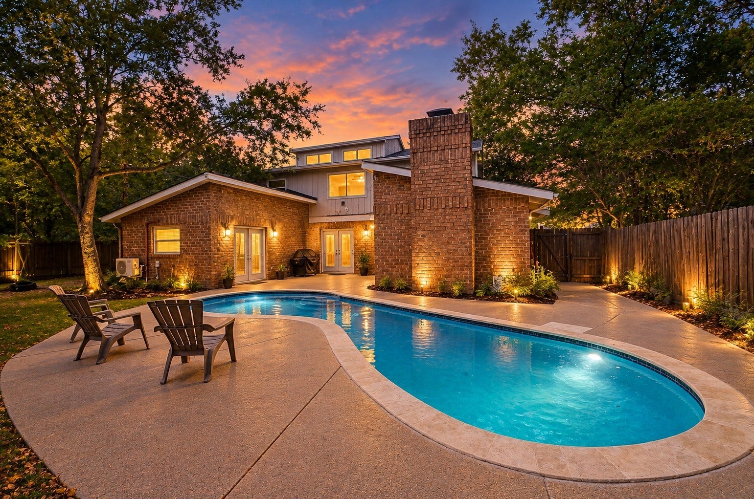 17821 S Cypress Villas Drive, Spring, TX 77379 Backyard pool at twilightvirtual dusk edit; actual lighting may vary.