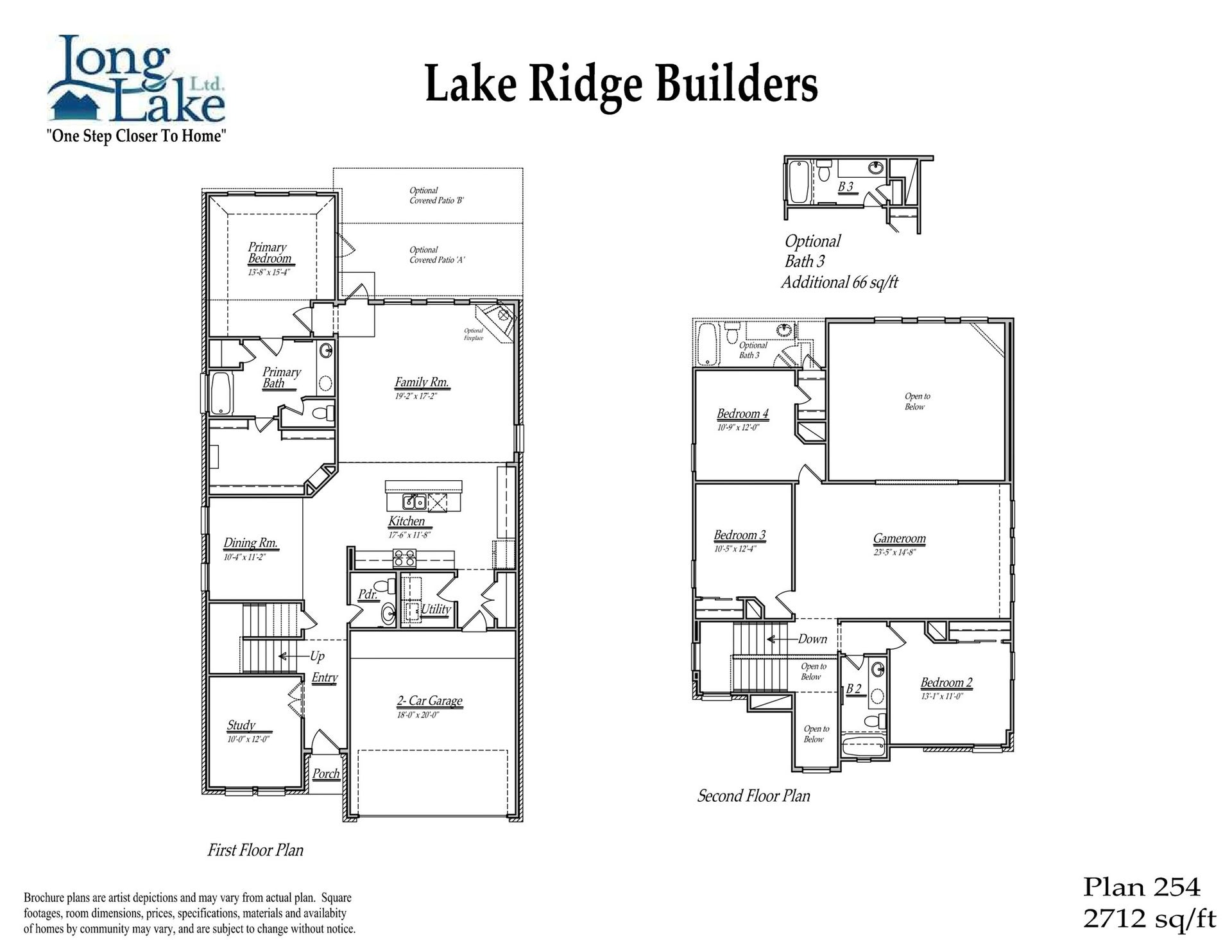 2203 Demeter Place, Fresno, TX 77545 Plan 254 features 4 bedrooms, 3 full baths, 1 half bath, and over 2,700 square feet of living space.