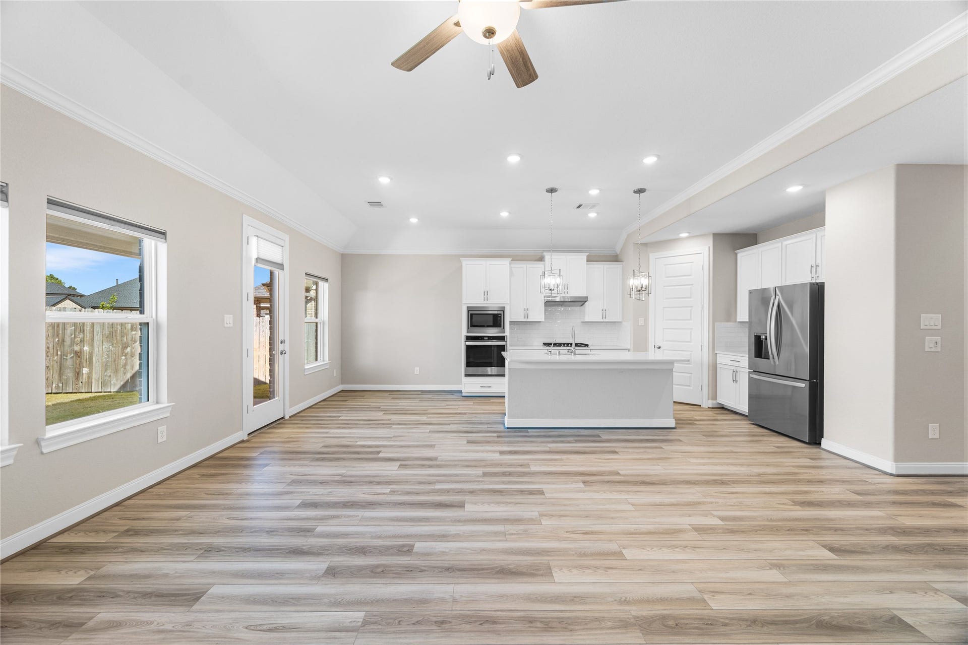 The living room offers plenty of natural lights.