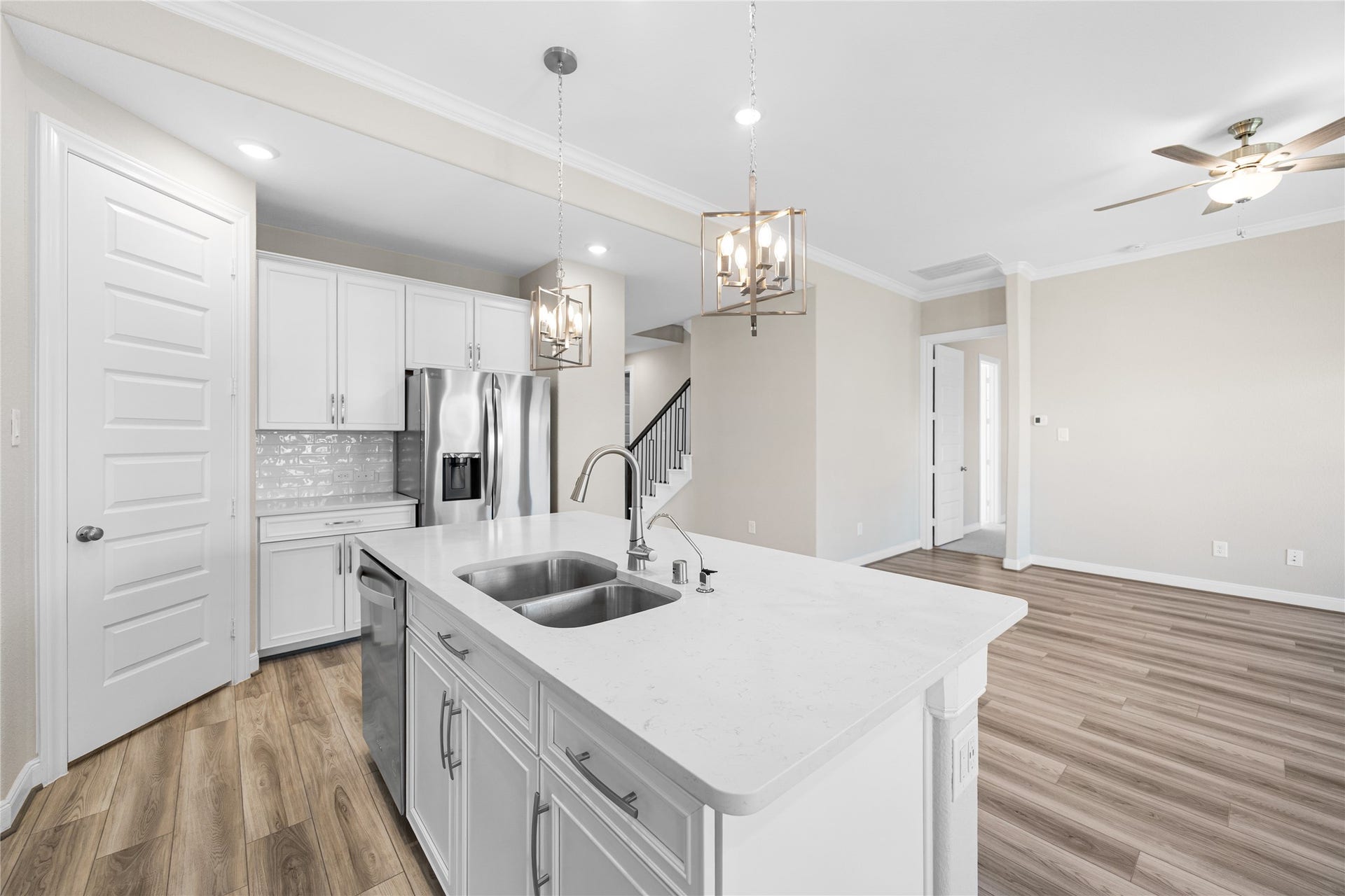 The kitchen comes complete with a provided refrigerator for your convenience.