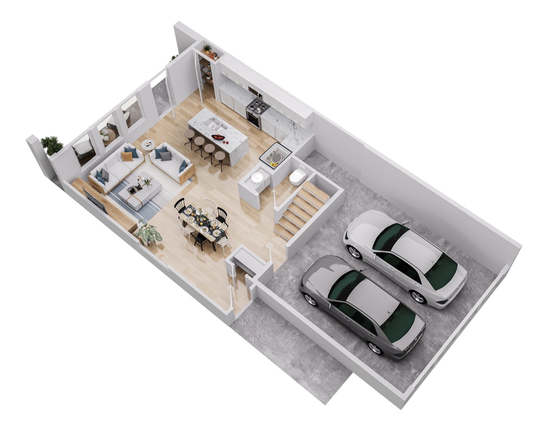 1834 W Tidwell Road, Houston, TX 77091 Rendered First Level Plan