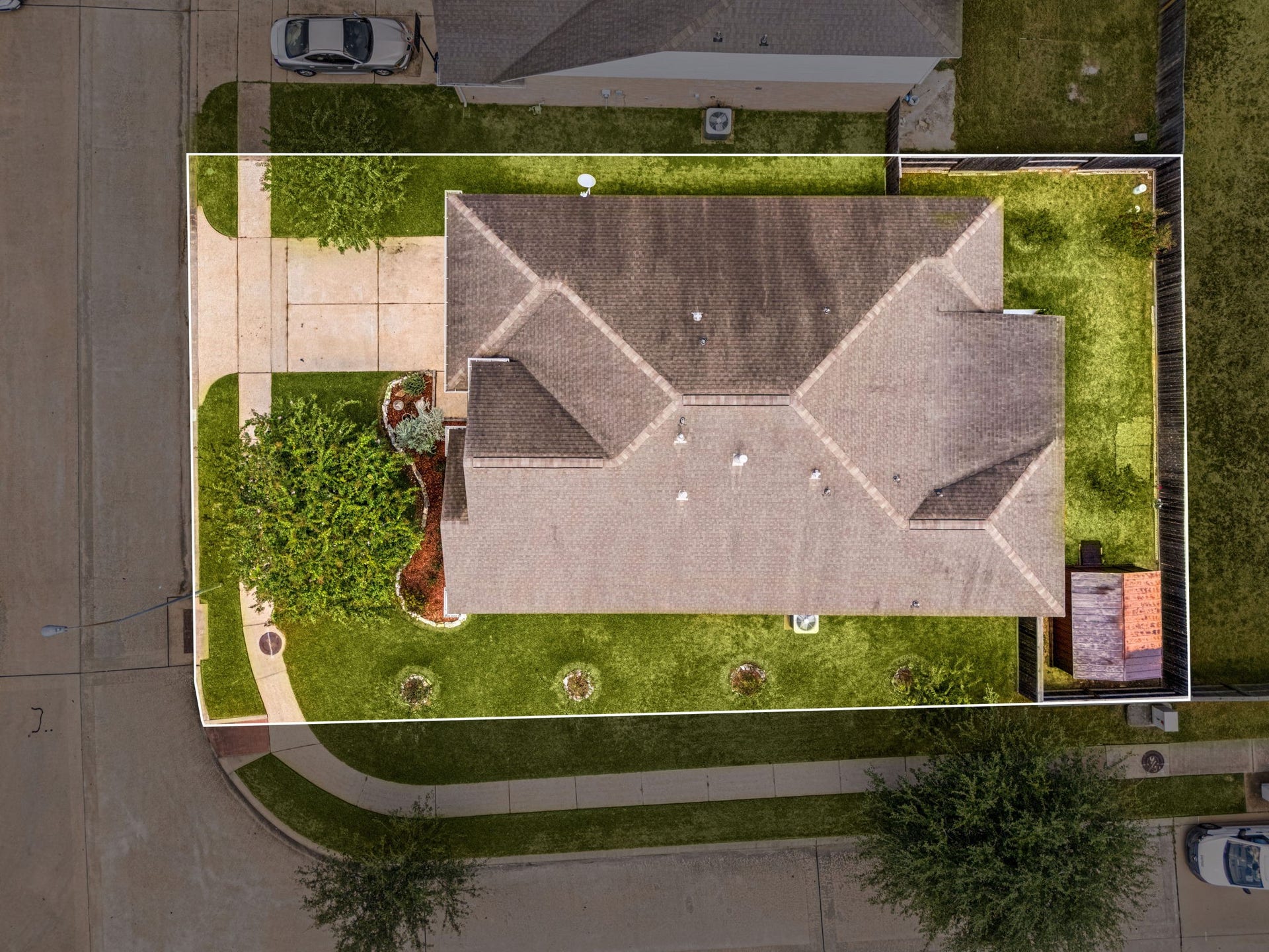 Spacious corner lot offering a private backyard setting and plenty of room to relax or entertain.