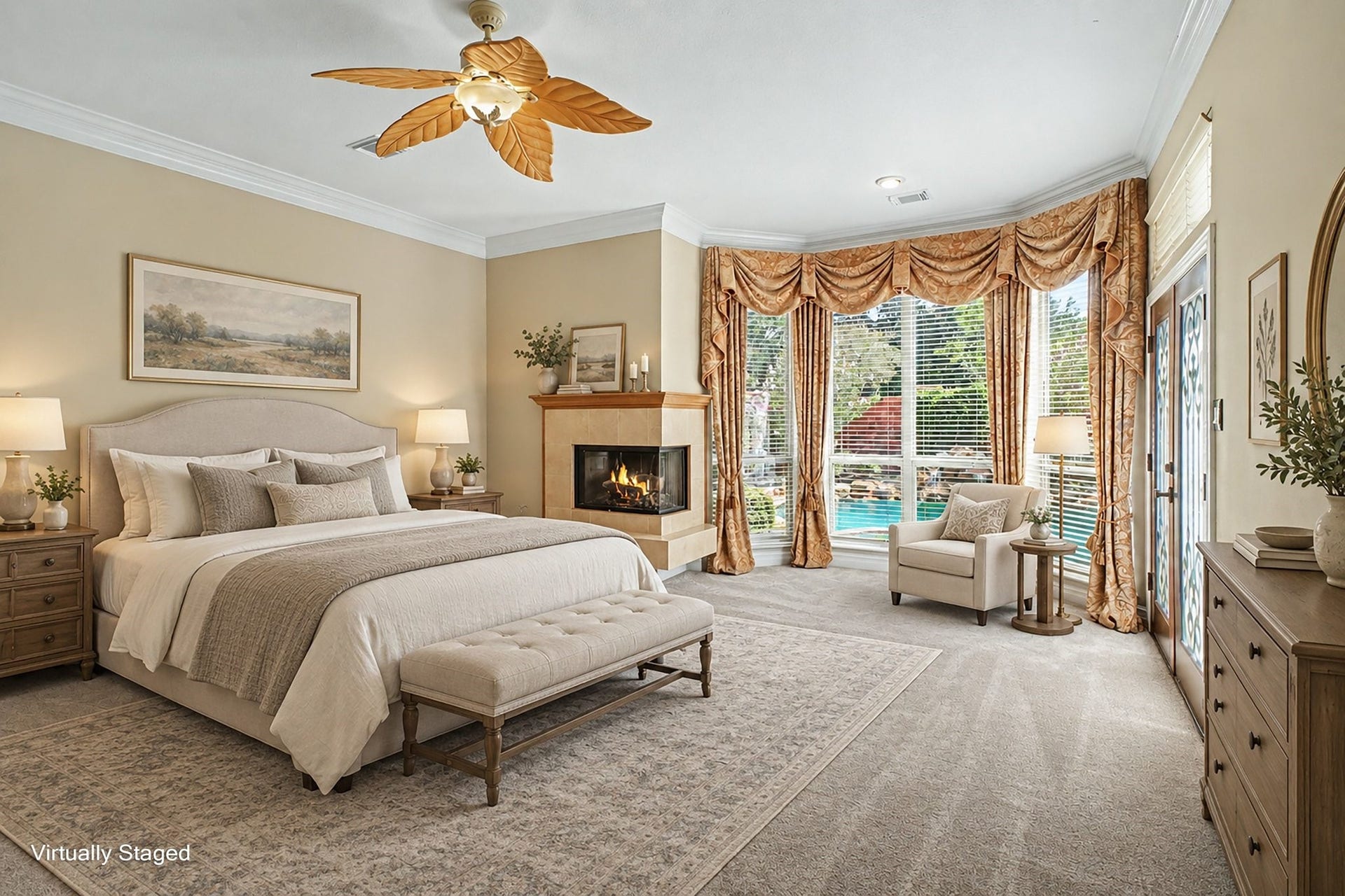 5406 Brook Bend Drive, Sugar Land, TX 77479 Virtually staged to showcase the room's spacious layout, with plenty of space for larger furniture and a comfortable sitting area